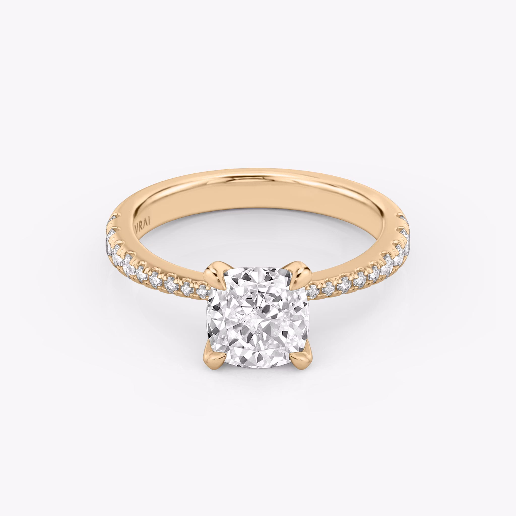 The Tapered Classic | Cushion | 14k | Rose Gold | bandAccent: Pavé | diamondOrientation: vertical | caratWeight: other