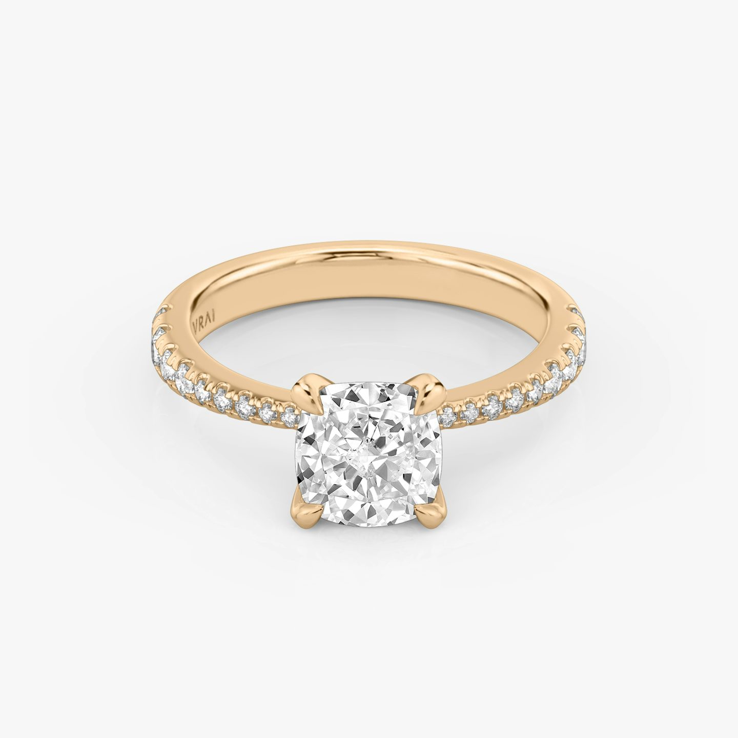 The Tapered Classic | Cushion | 14k | Rose Gold | bandAccent: Pavé | diamondOrientation: vertical | caratWeight: other