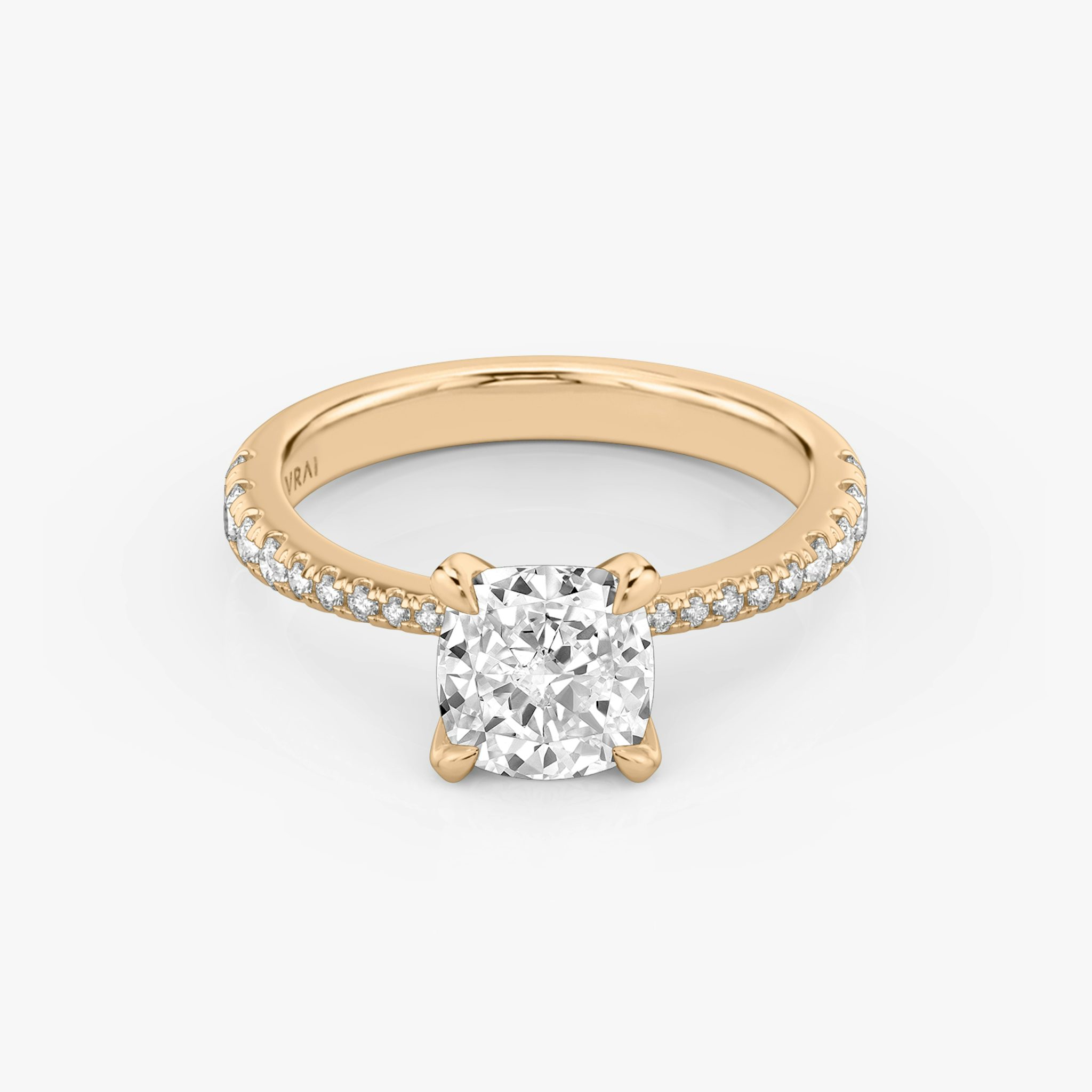 The Tapered Classic | Cushion | 14k | Rose Gold | bandAccent: Pavé | diamondOrientation: vertical | caratWeight: other