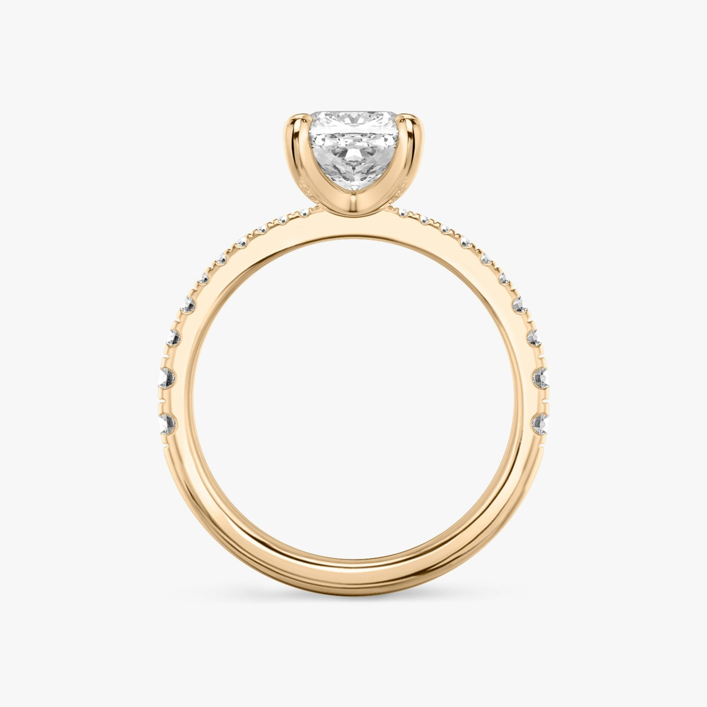 The Tapered Classic | Cushion | 14k | Rose Gold | bandAccent: Pavé | diamondOrientation: vertical | caratWeight: other