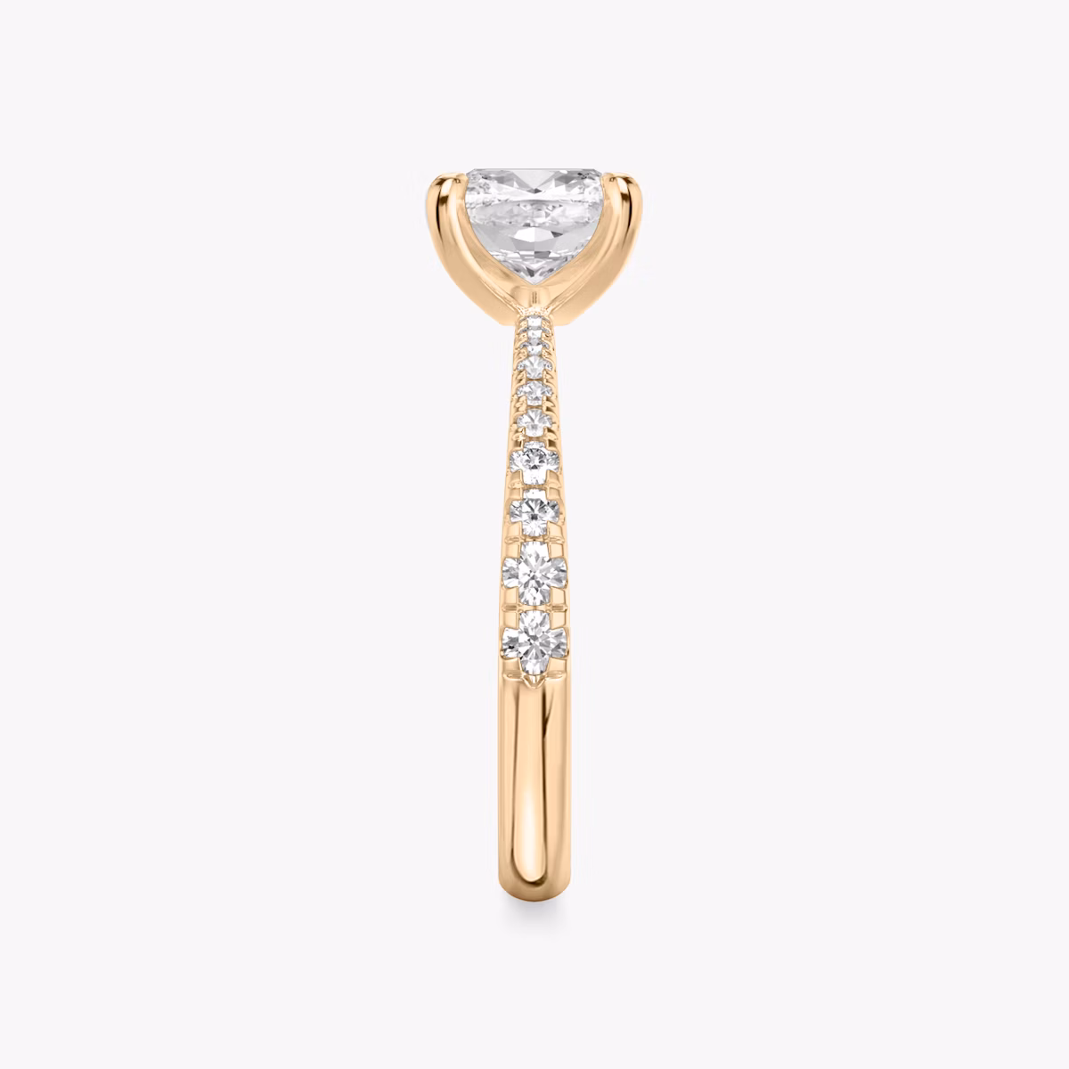 The Tapered Classic | Cushion | 14k | Rose Gold | bandAccent: Pavé | diamondOrientation: vertical | caratWeight: other