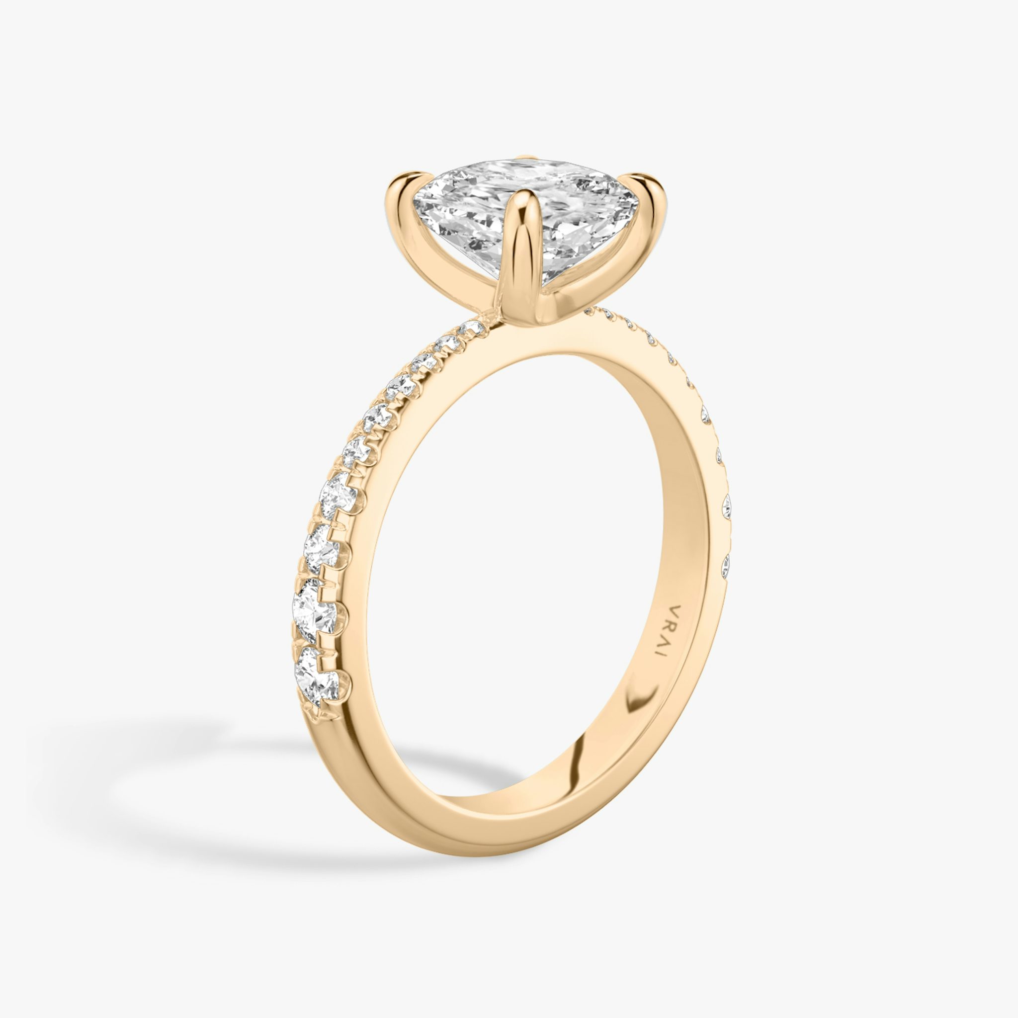 The Tapered Classic | Cushion | 14k | Rose Gold | bandAccent: Pavé | diamondOrientation: vertical | caratWeight: other