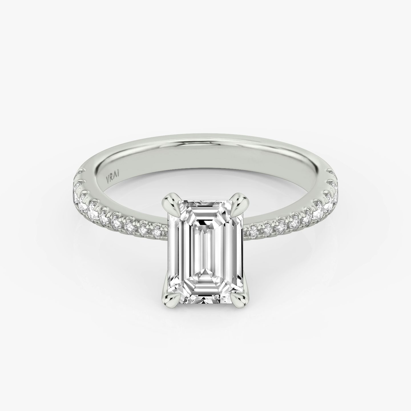 Tapered Classic | Emerald | Platin | bandAccent: Mit Pavé-Besatz | diamondOrientation: vertical | caratWeight: other