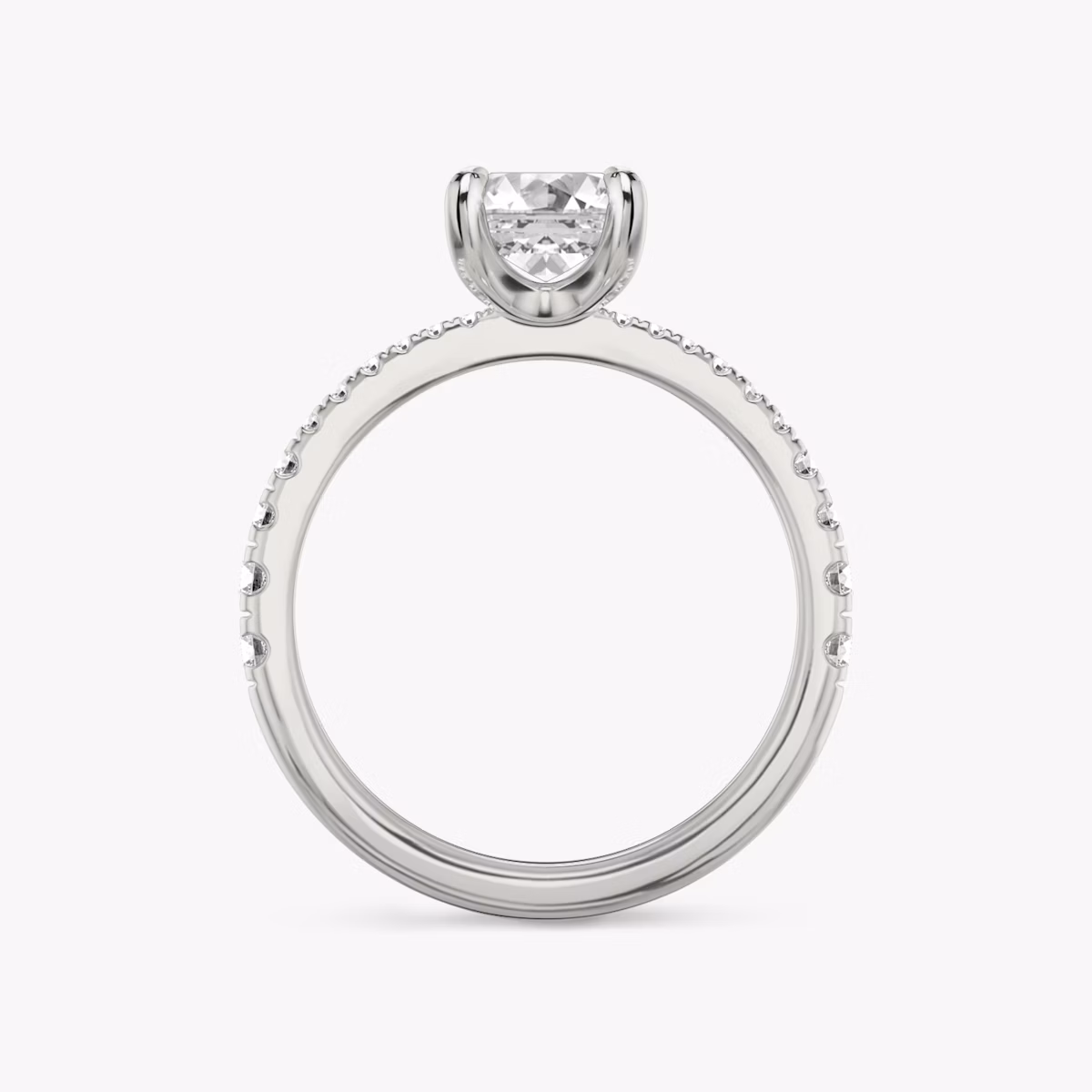 Tapered Classic | Emerald | 18k | Weißgold | bandAccent: Mit Pavé-Besatz | diamondOrientation: vertical | caratWeight: other