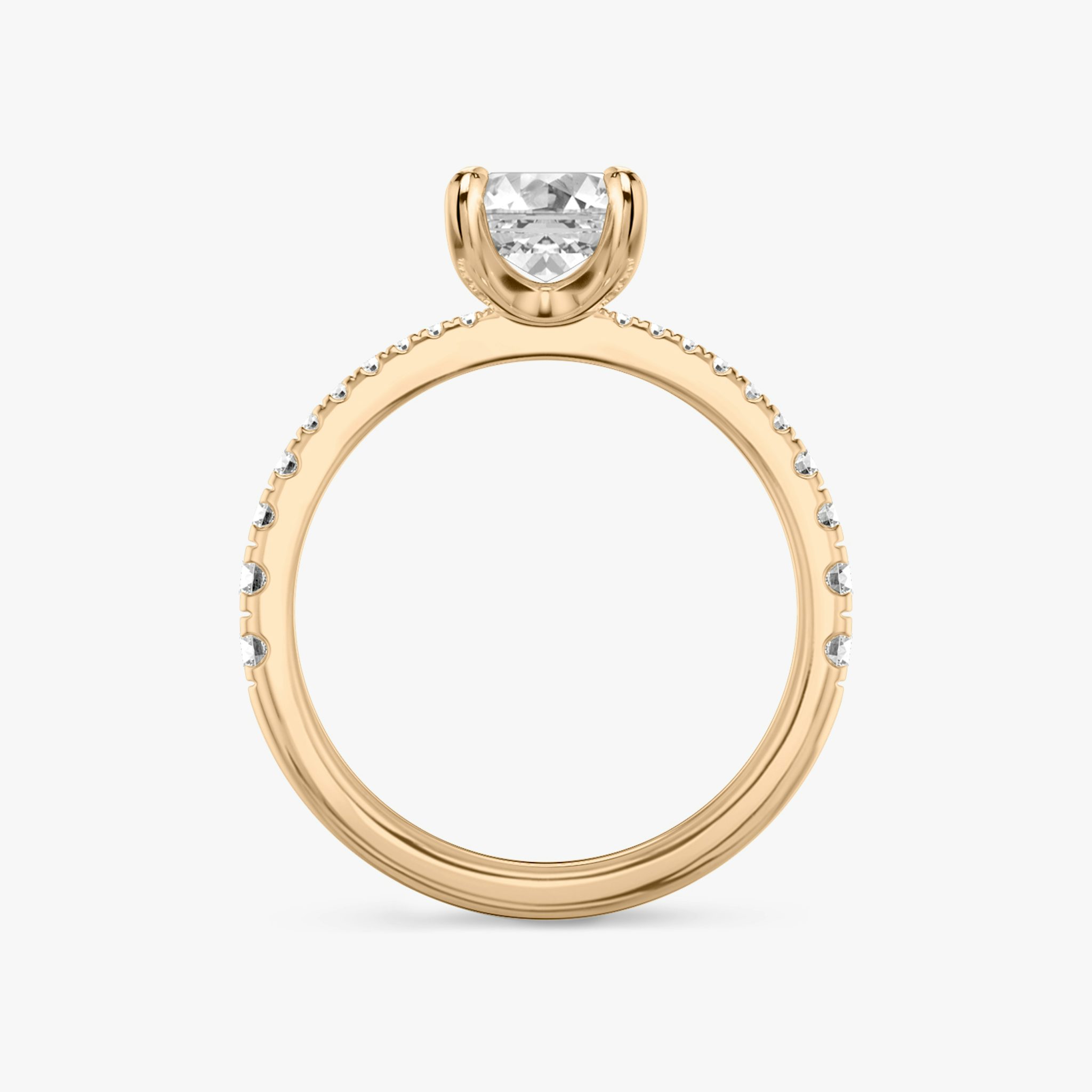 The Tapered Classic | Emerald | 14k | Rose Gold | bandAccent: Pavé | diamondOrientation: vertical | caratWeight: other