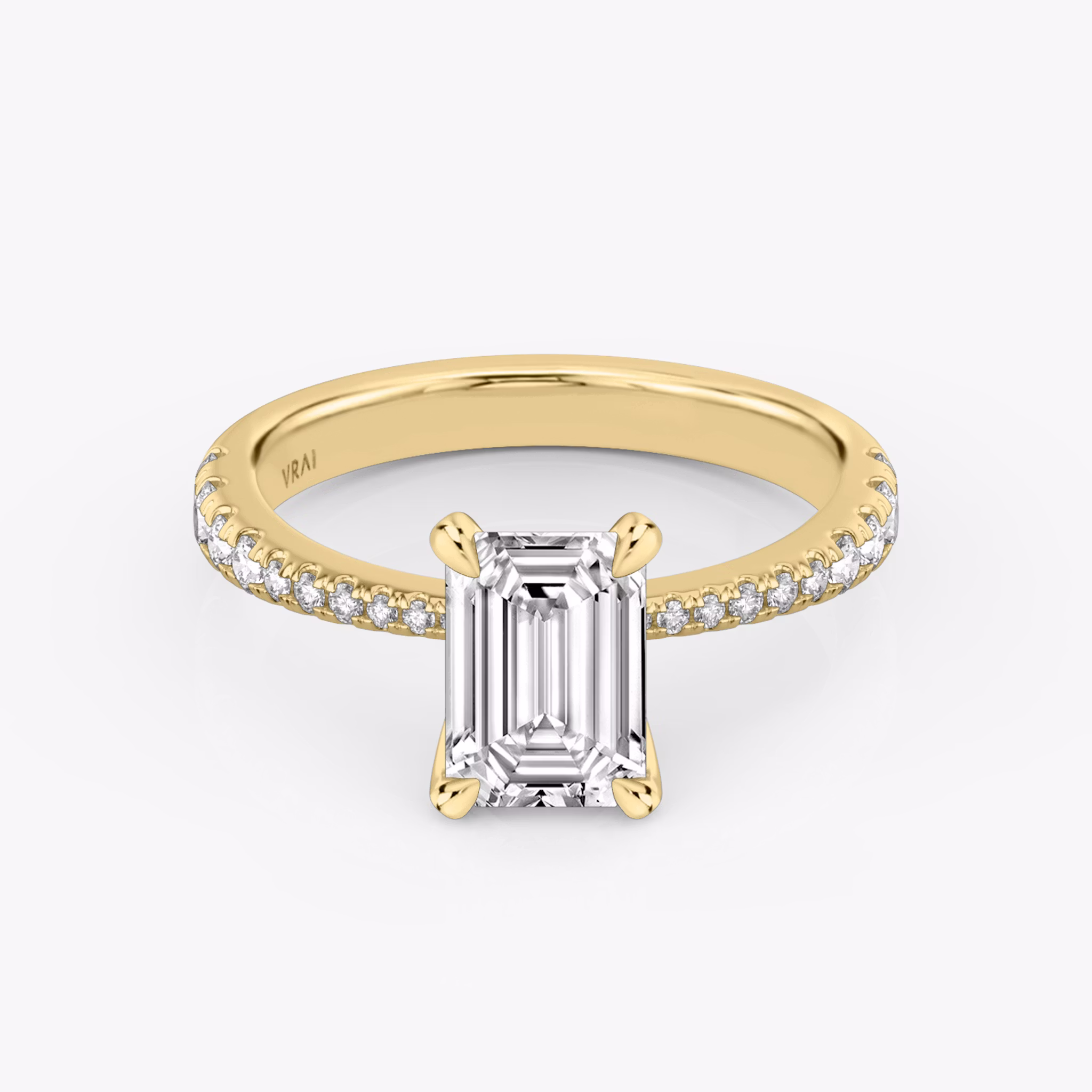 The Tapered Classic | Emerald | 18k | Yellow Gold | bandAccent: Pavé | diamondOrientation: vertical | caratWeight: other