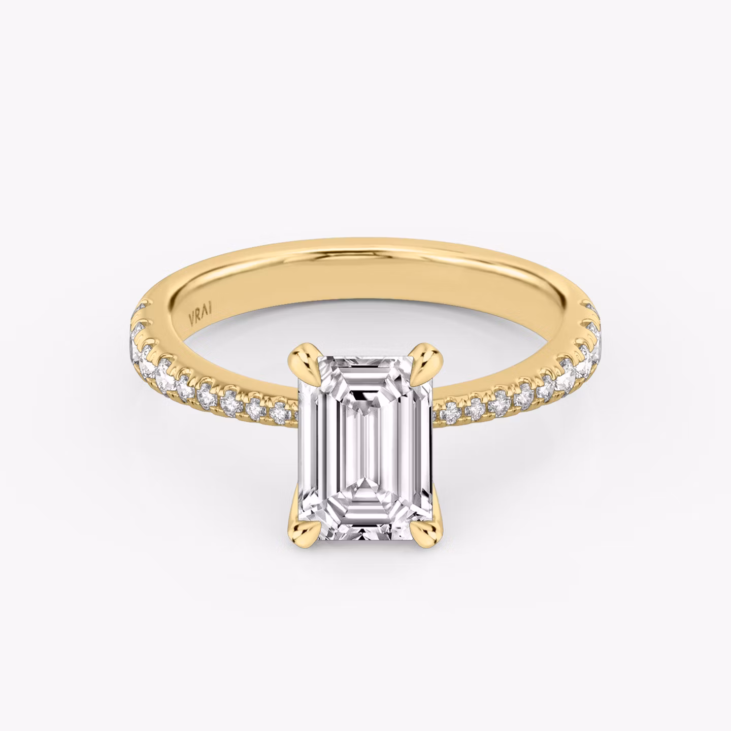 The Tapered Classic | Emerald | 18k | Yellow Gold | bandAccent: Pavé | diamondOrientation: vertical | caratWeight: other