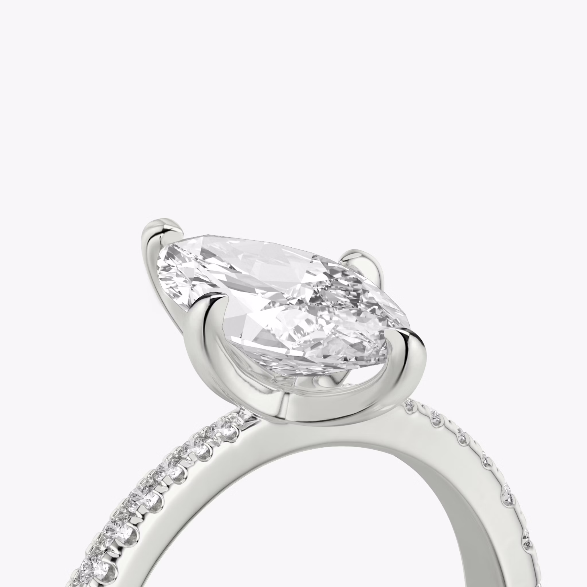 The Tapered Classic | Marquise | 18k | White Gold | bandAccent: Pavé | diamondOrientation: vertical | caratWeight: other