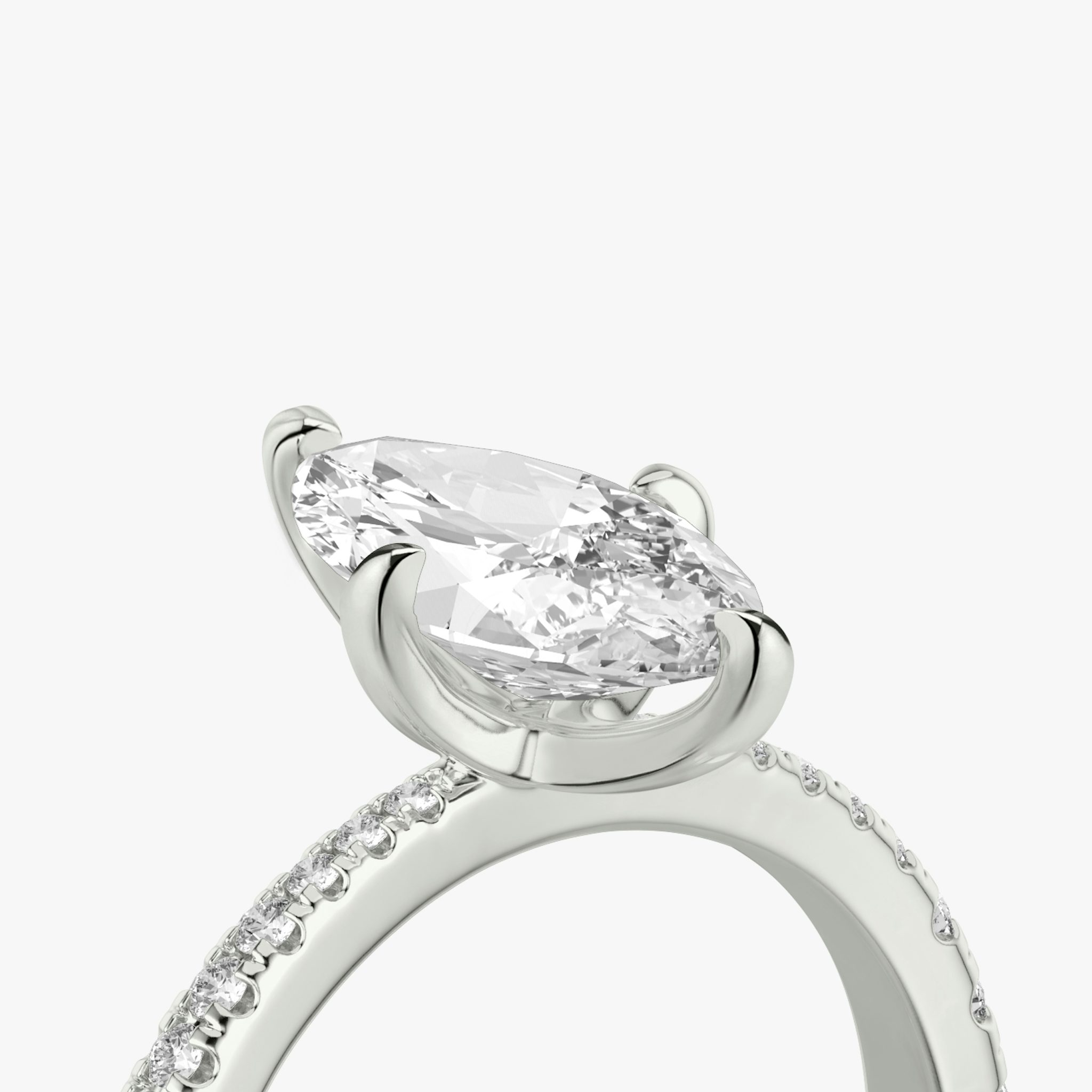 The Tapered Classic | Marquise | 18k | White Gold | bandAccent: Pavé | diamondOrientation: vertical | caratWeight: other