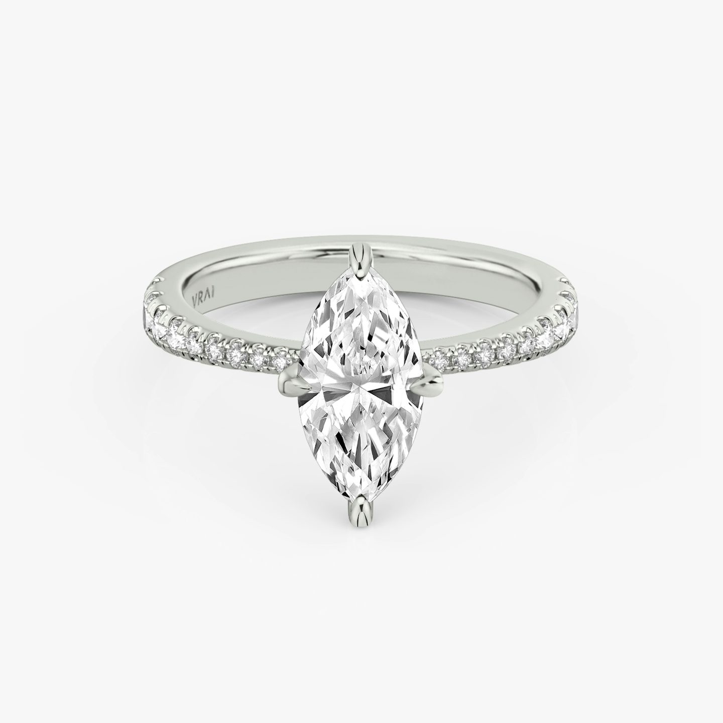 The Tapered Classic | Marquise | 18k | White Gold | bandAccent: Pavé | diamondOrientation: vertical | caratWeight: other