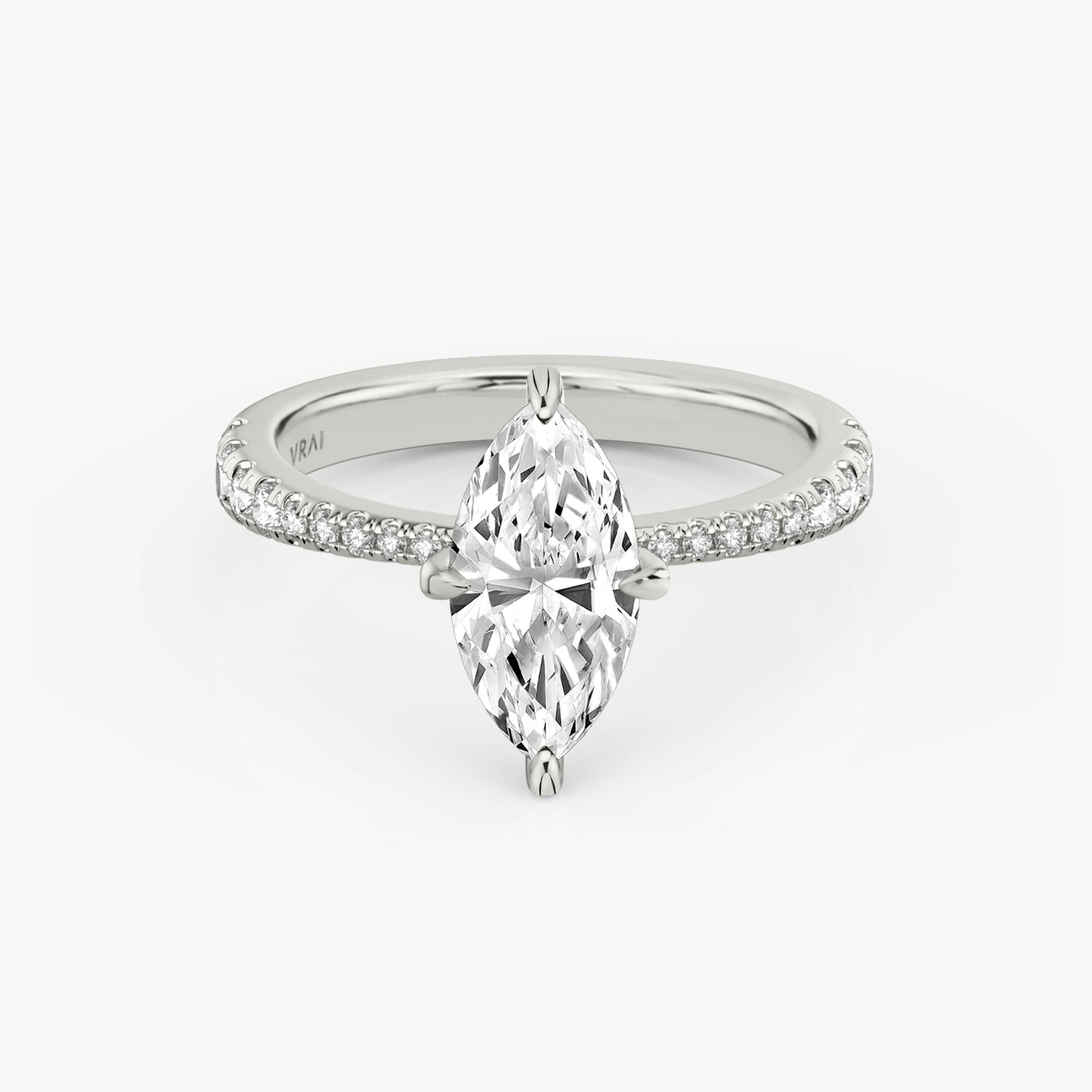 The Tapered Classic | Marquise | 18k | White Gold | bandAccent: Pavé | diamondOrientation: vertical | caratWeight: other
