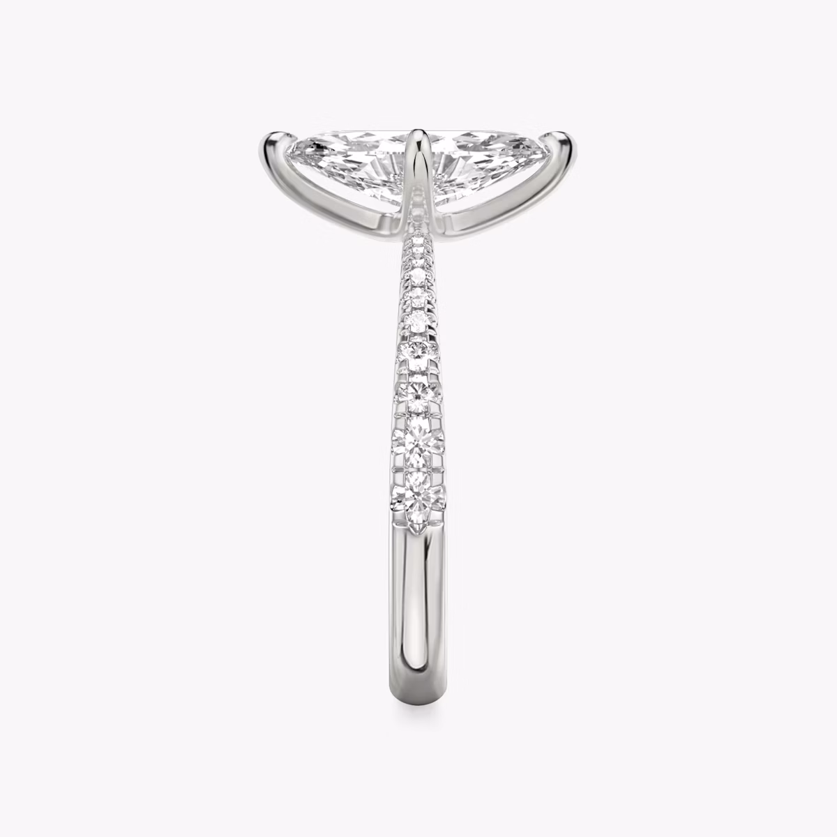 The Tapered Classic | Marquise | 18k | White Gold | bandAccent: Pavé | diamondOrientation: vertical | caratWeight: other
