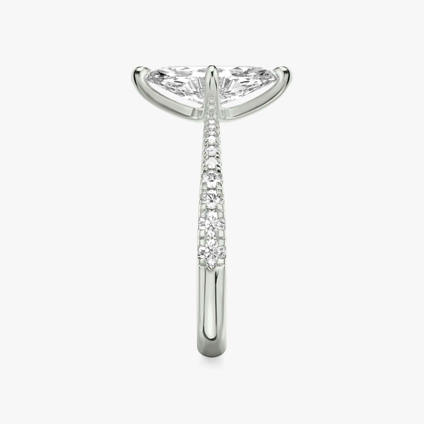 The Tapered Classic | Marquise | 18k | White Gold | bandAccent: Pavé | diamondOrientation: vertical | caratWeight: other