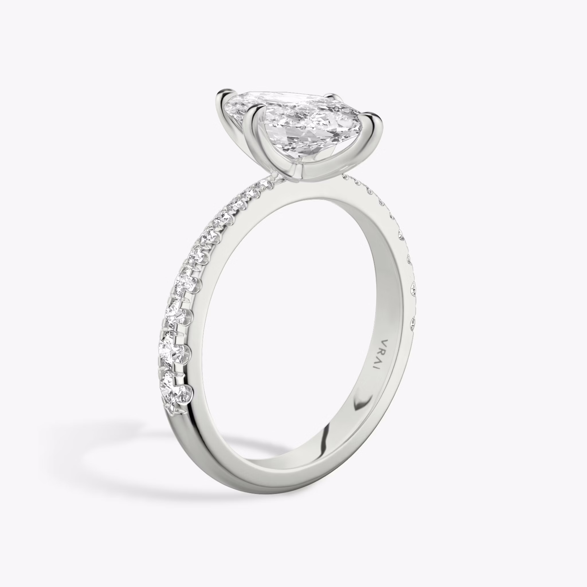 The Tapered Classic | Marquise | 18k | White Gold | bandAccent: Pavé | diamondOrientation: vertical | caratWeight: other