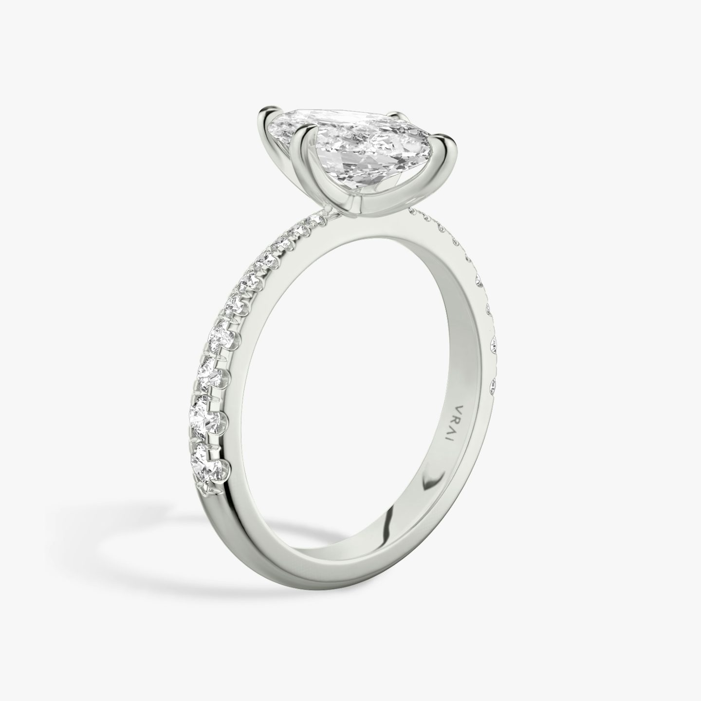 The Tapered Classic | Marquise | 18k | White Gold | bandAccent: Pavé | diamondOrientation: vertical | caratWeight: other