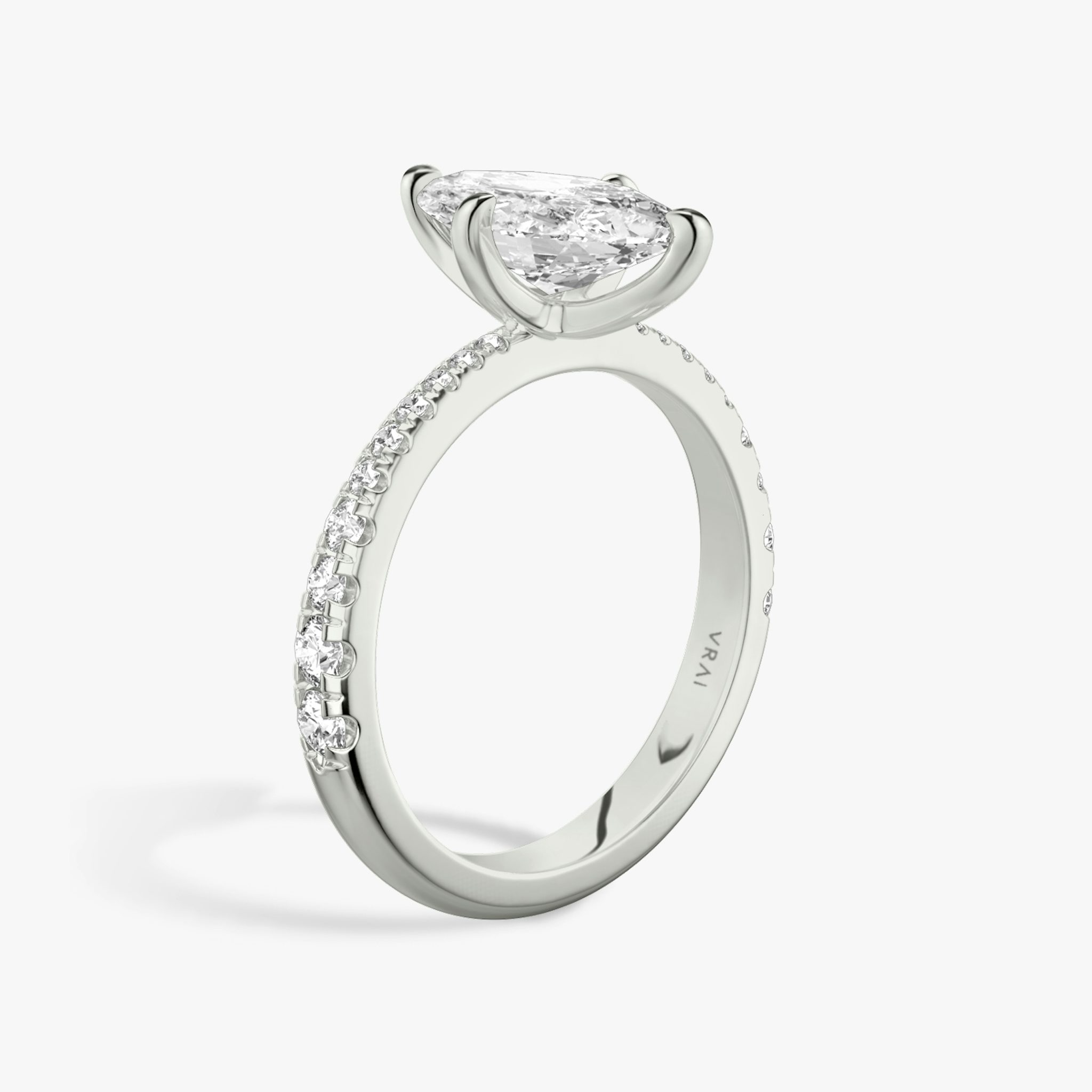 The Tapered Classic | Marquise | 18k | White Gold | bandAccent: Pavé | diamondOrientation: vertical | caratWeight: other