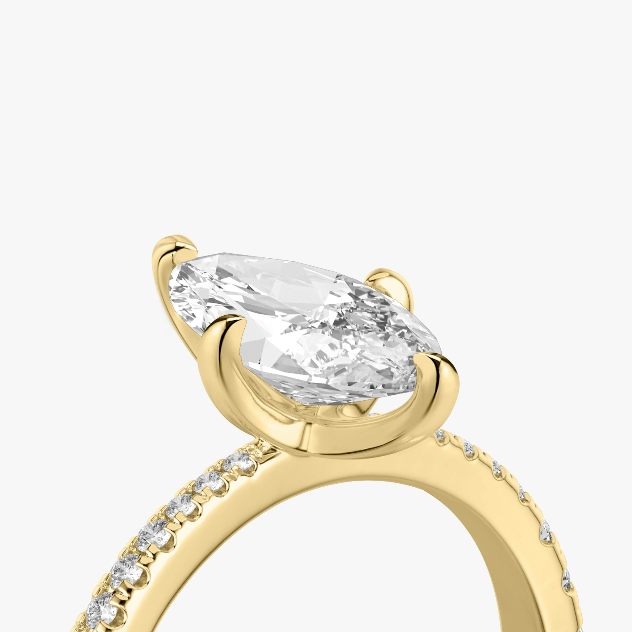 The Tapered Classic | Marquise | 18k | Yellow Gold | bandAccent: Pavé | diamondOrientation: vertical | caratWeight: other