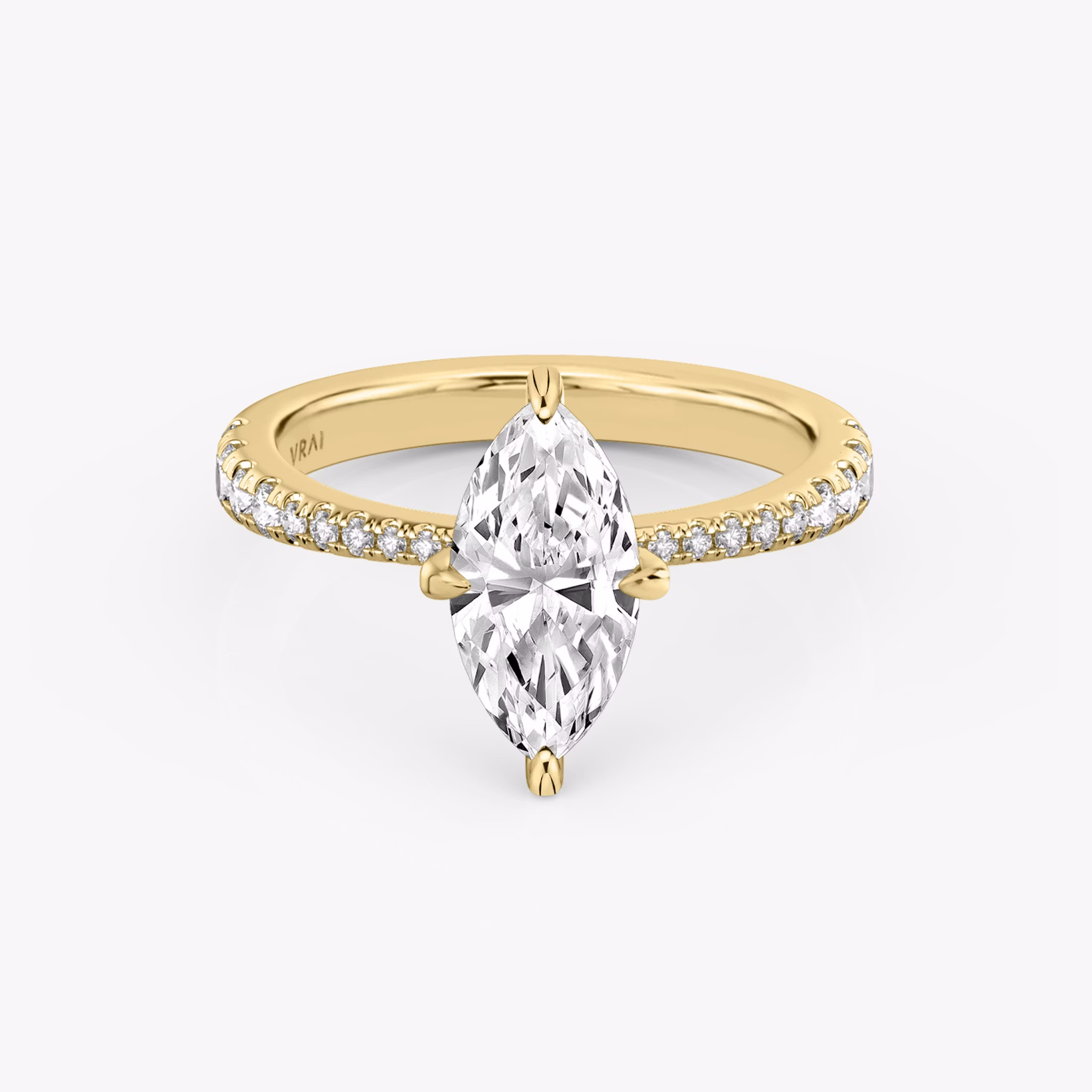 The Tapered Classic | Marquise | 18k | Yellow Gold | bandAccent: Pavé | diamondOrientation: vertical | caratWeight: other