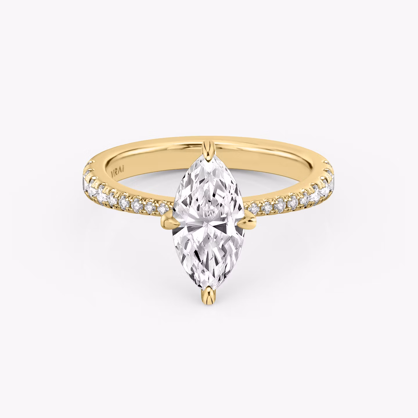 The Tapered Classic | Marquise | 18k | Yellow Gold | bandAccent: Pavé | diamondOrientation: vertical | caratWeight: other