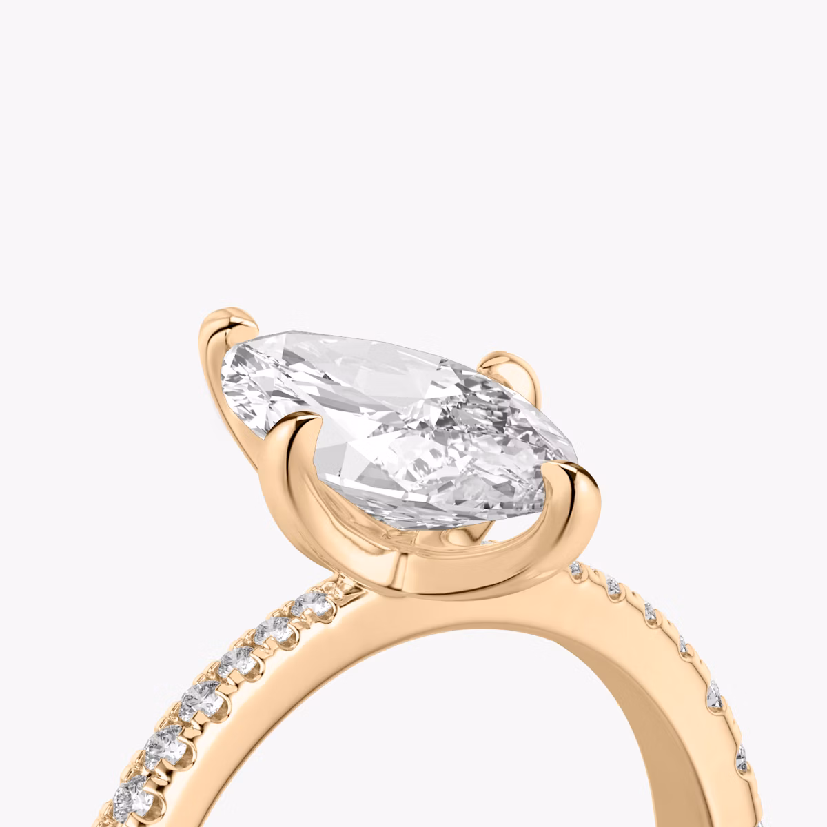 The Tapered Classic | Marquise | 14k | Rose Gold | bandAccent: Pavé | diamondOrientation: vertical | caratWeight: other