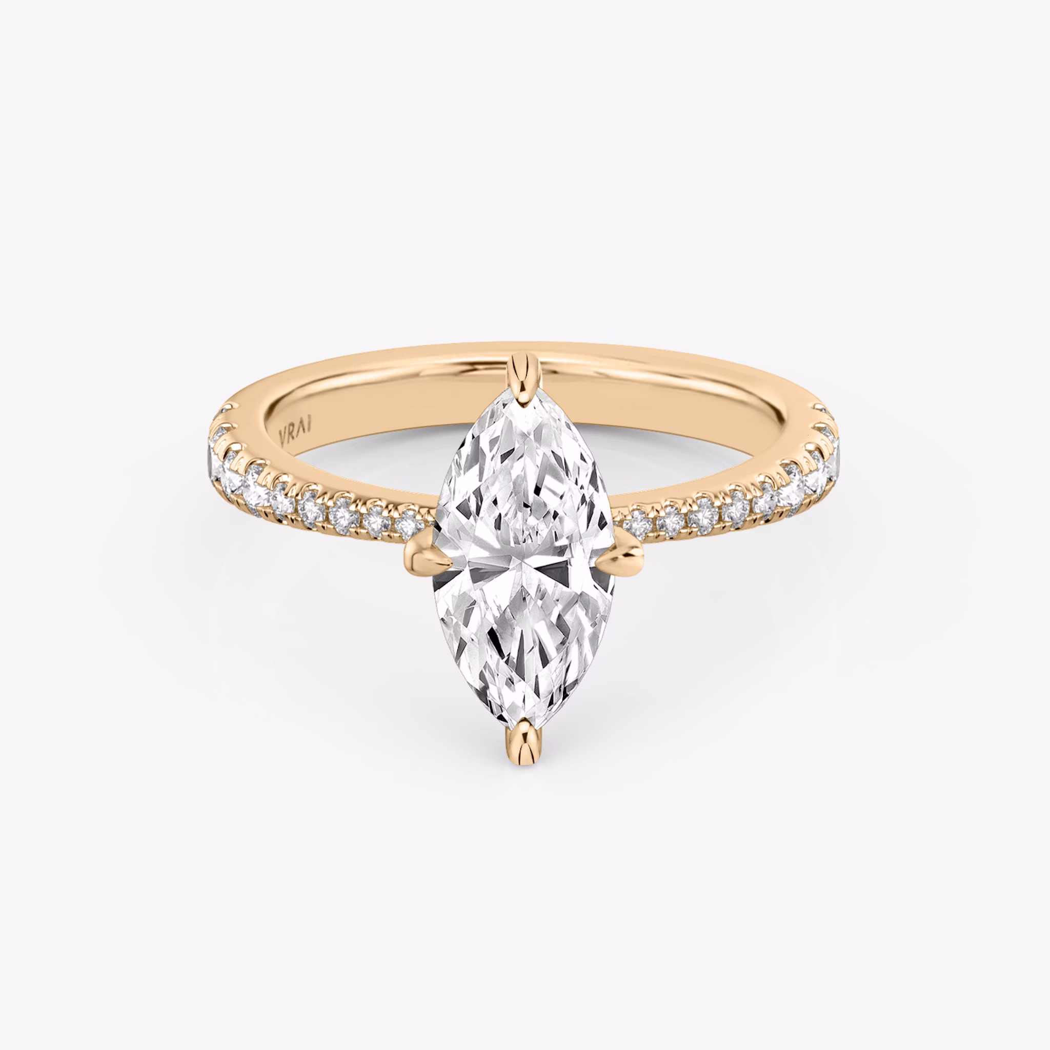The Tapered Classic | Marquise | 14k | Rose Gold | bandAccent: Pavé | diamondOrientation: vertical | caratWeight: other