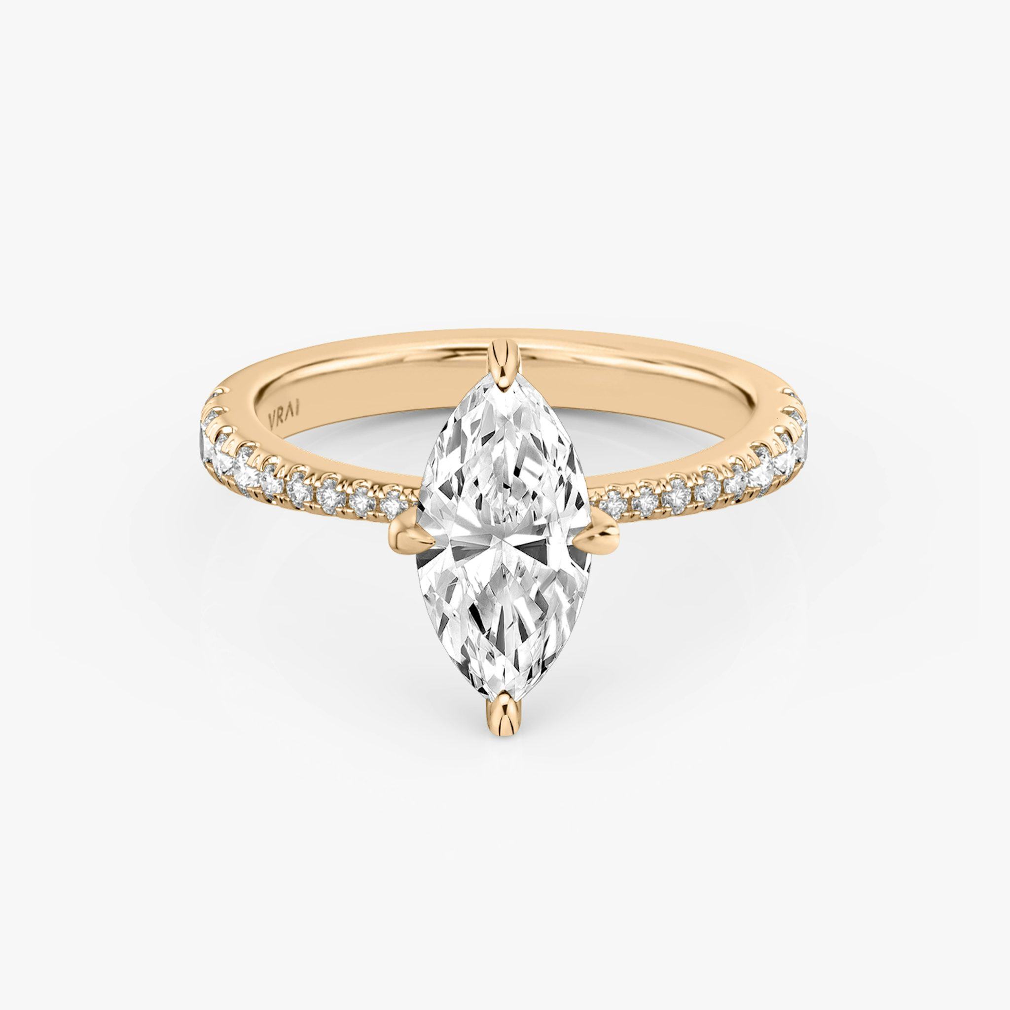 The Tapered Classic | Marquise | 14k | Rose Gold | bandAccent: Pavé | diamondOrientation: vertical | caratWeight: other