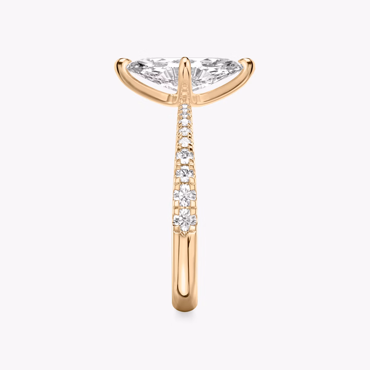The Tapered Classic | Marquise | 14k | Rose Gold | bandAccent: Pavé | diamondOrientation: vertical | caratWeight: other