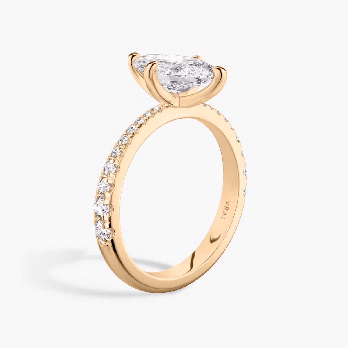 The Tapered Classic | Marquise | 14k | Rose Gold | bandAccent: Pavé | diamondOrientation: vertical | caratWeight: other