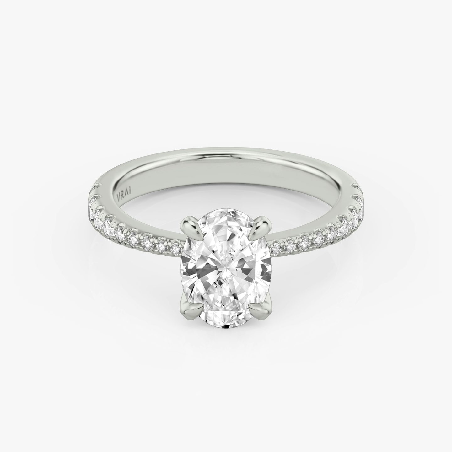 The Tapered Classic | Oval | 18k | White Gold | bandAccent: Pavé | diamondOrientation: vertical | caratWeight: other