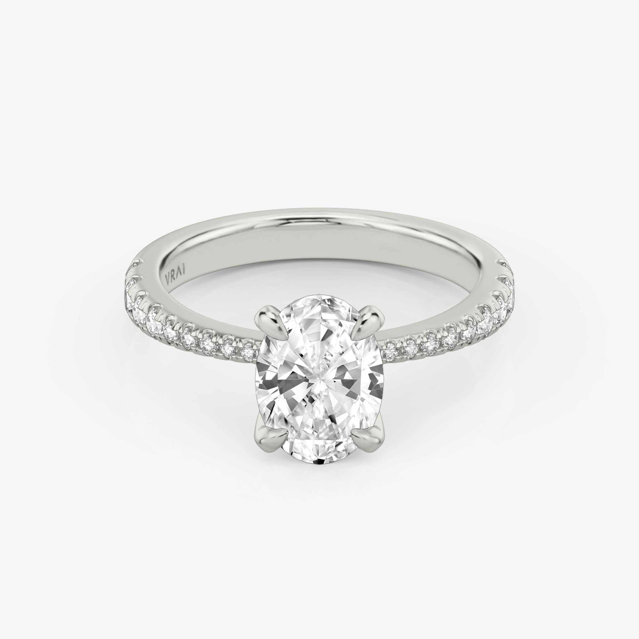The Tapered Classic | Oval | 18k | White Gold | bandAccent: Pavé | diamondOrientation: vertical | caratWeight: other