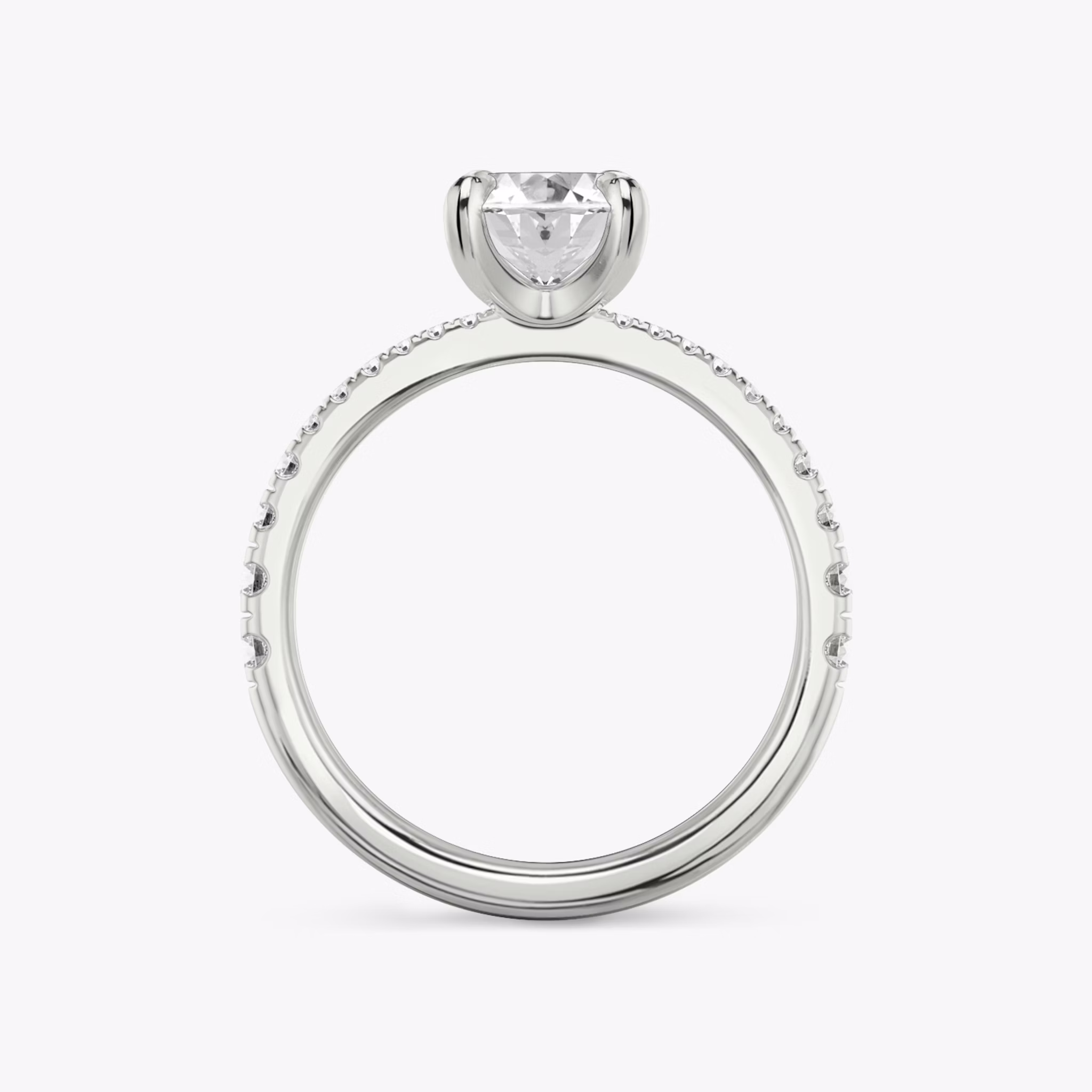 The Tapered Classic | Oval | 18k | White Gold | bandAccent: Pavé | diamondOrientation: vertical | caratWeight: other
