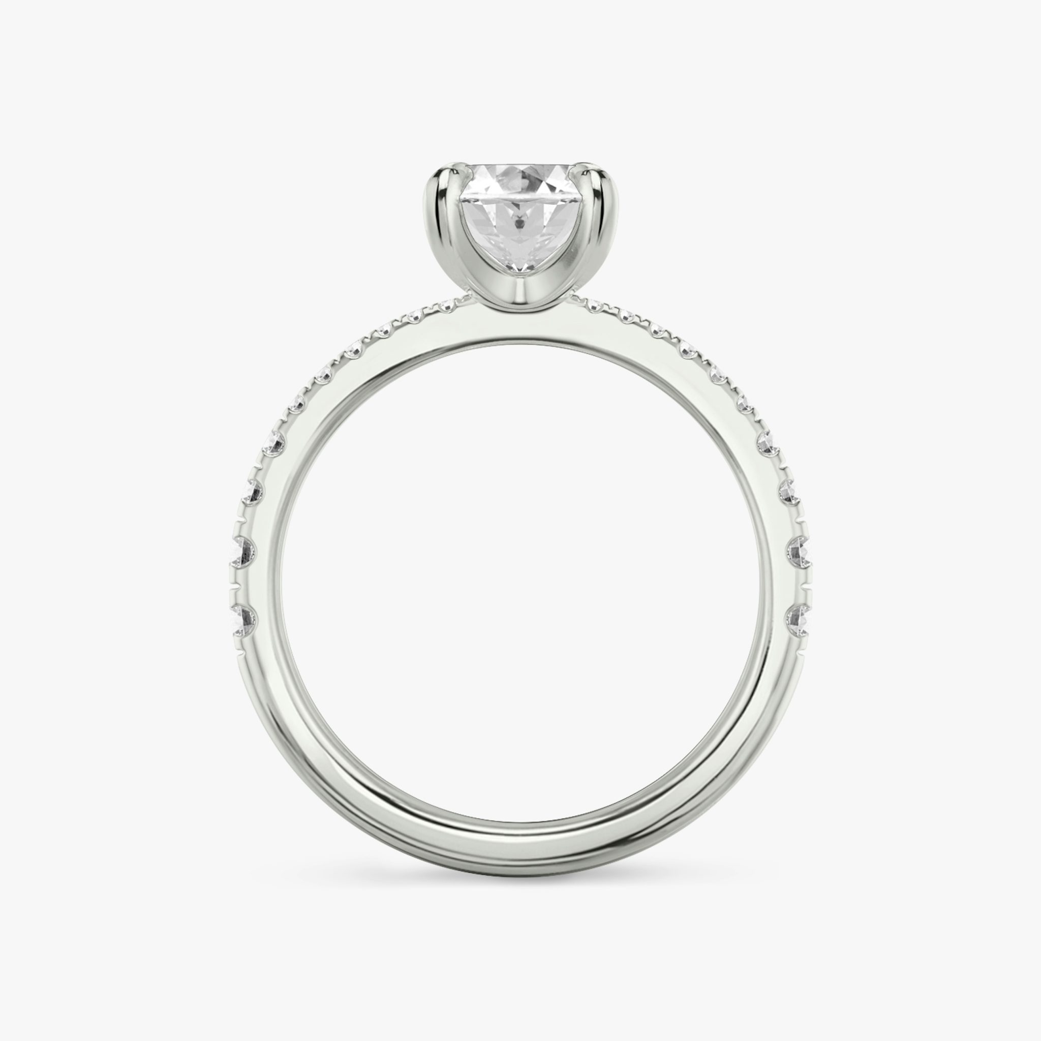The Tapered Classic | Oval | 18k | White Gold | bandAccent: Pavé | diamondOrientation: vertical | caratWeight: other