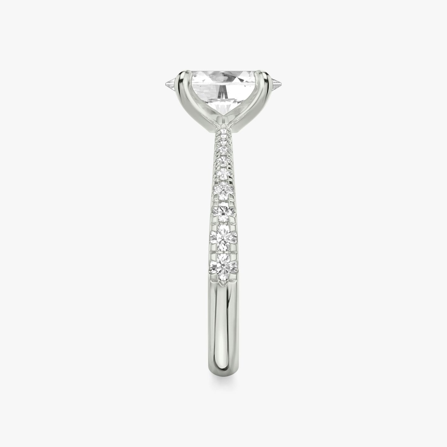 The Tapered Classic | Oval | 18k | White Gold | bandAccent: Pavé | diamondOrientation: vertical | caratWeight: other