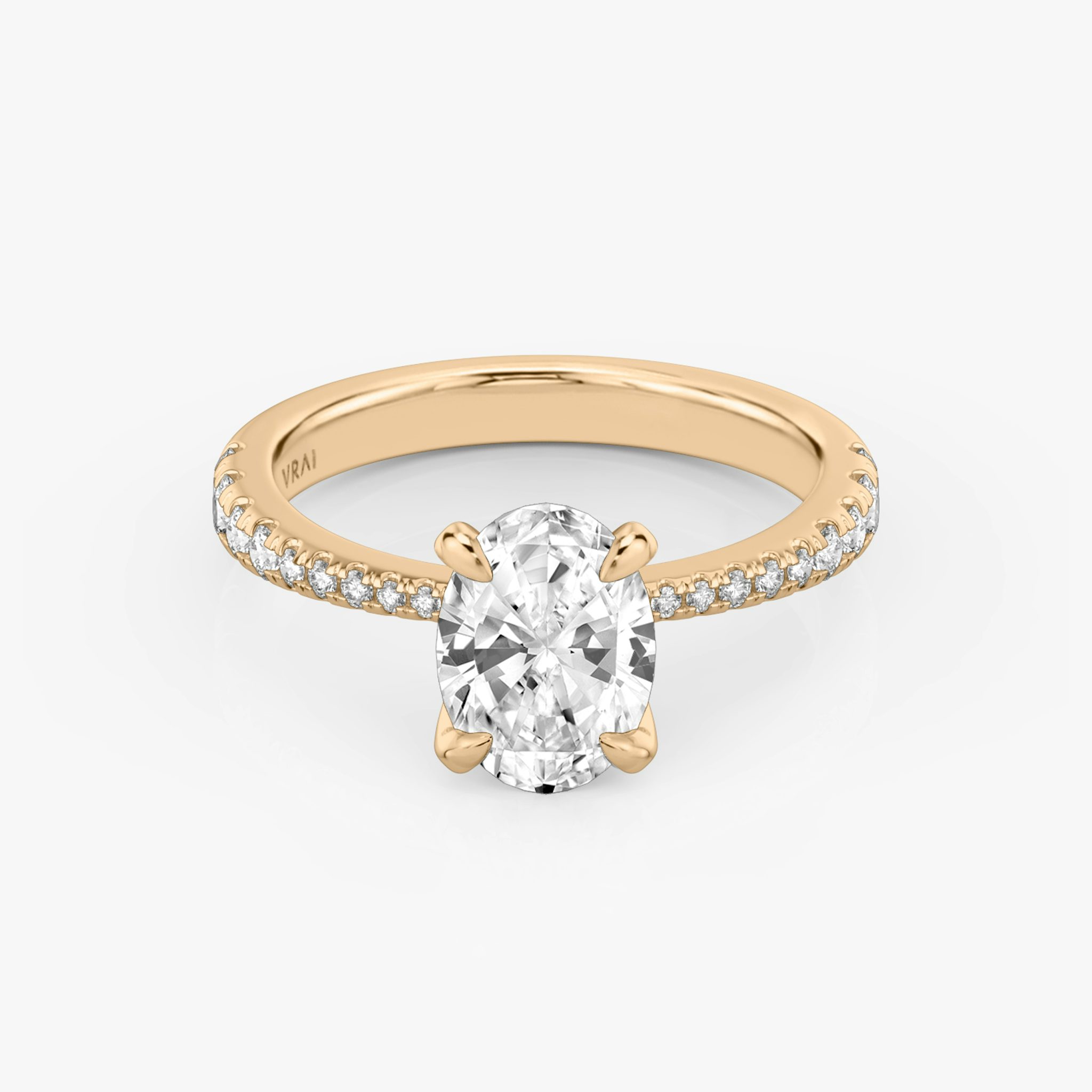 The Tapered Classic | Oval | 14k | Rose Gold | bandAccent: Pavé | diamondOrientation: vertical | caratWeight: other