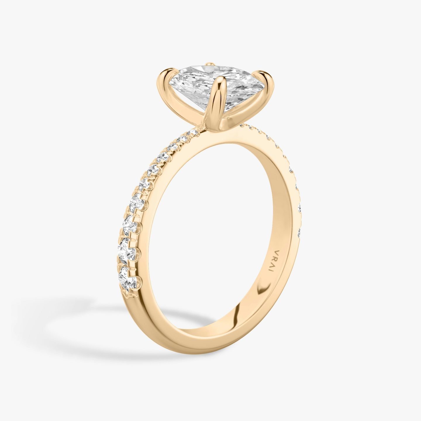 The Tapered Classic | Oval | 14k | Rose Gold | bandAccent: Pavé | diamondOrientation: vertical | caratWeight: other