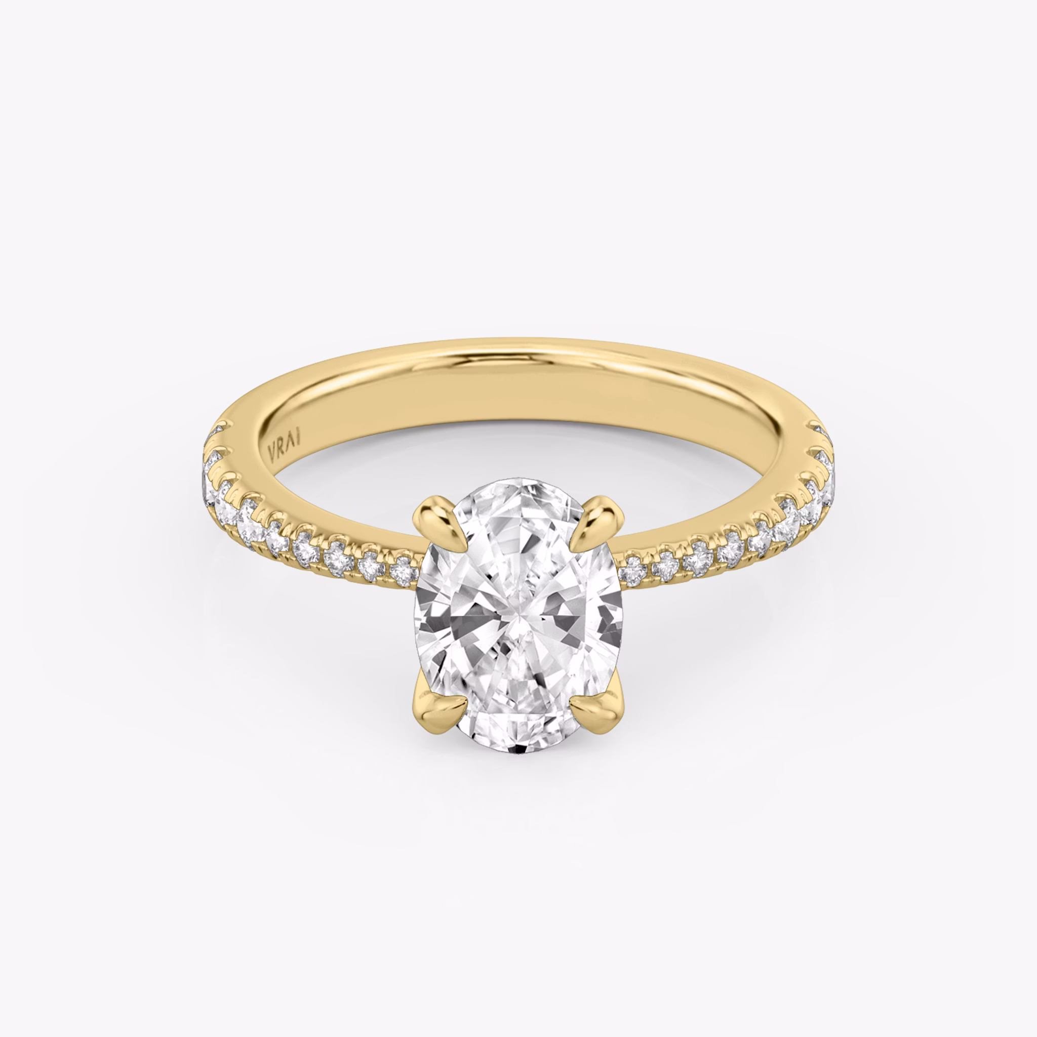 The Tapered Classic | Oval | 18k | Yellow Gold | bandAccent: Pavé | diamondOrientation: vertical | caratWeight: other