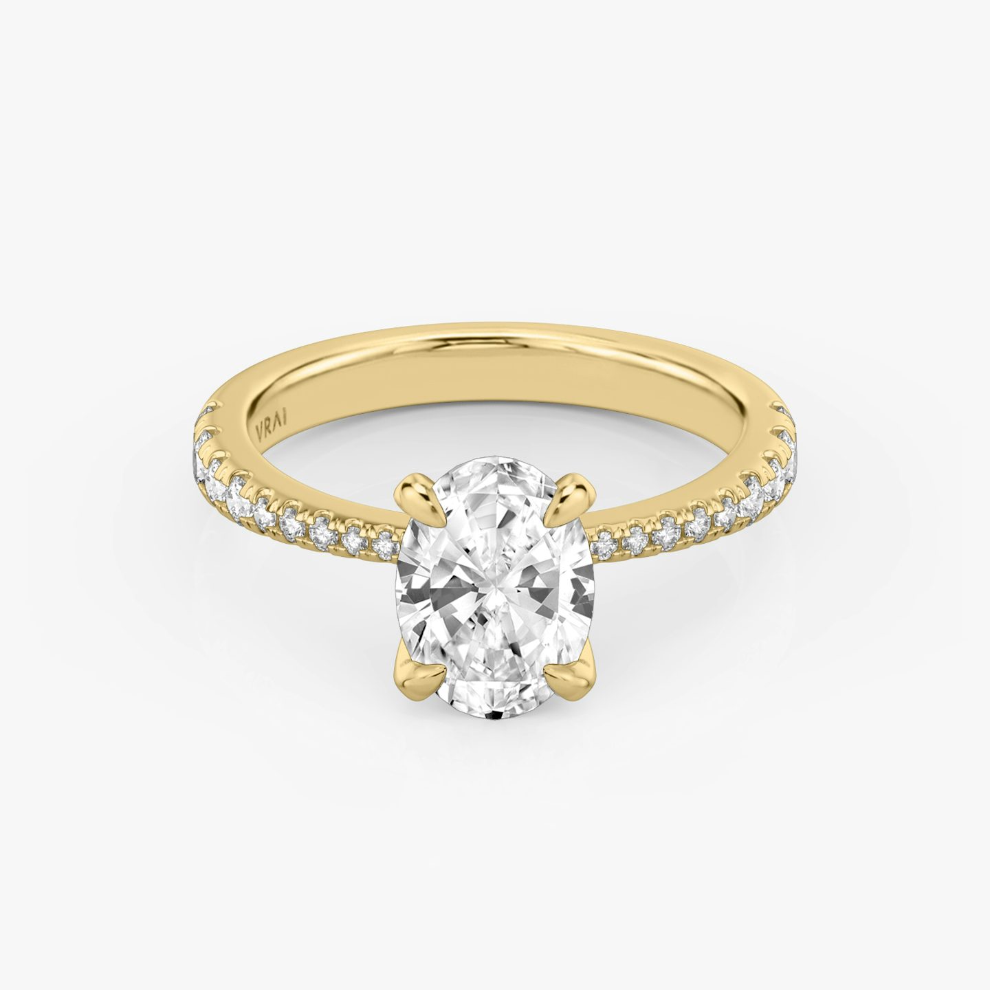 The Tapered Classic | Oval | 18k | Yellow Gold | bandAccent: Pavé | diamondOrientation: vertical | caratWeight: other