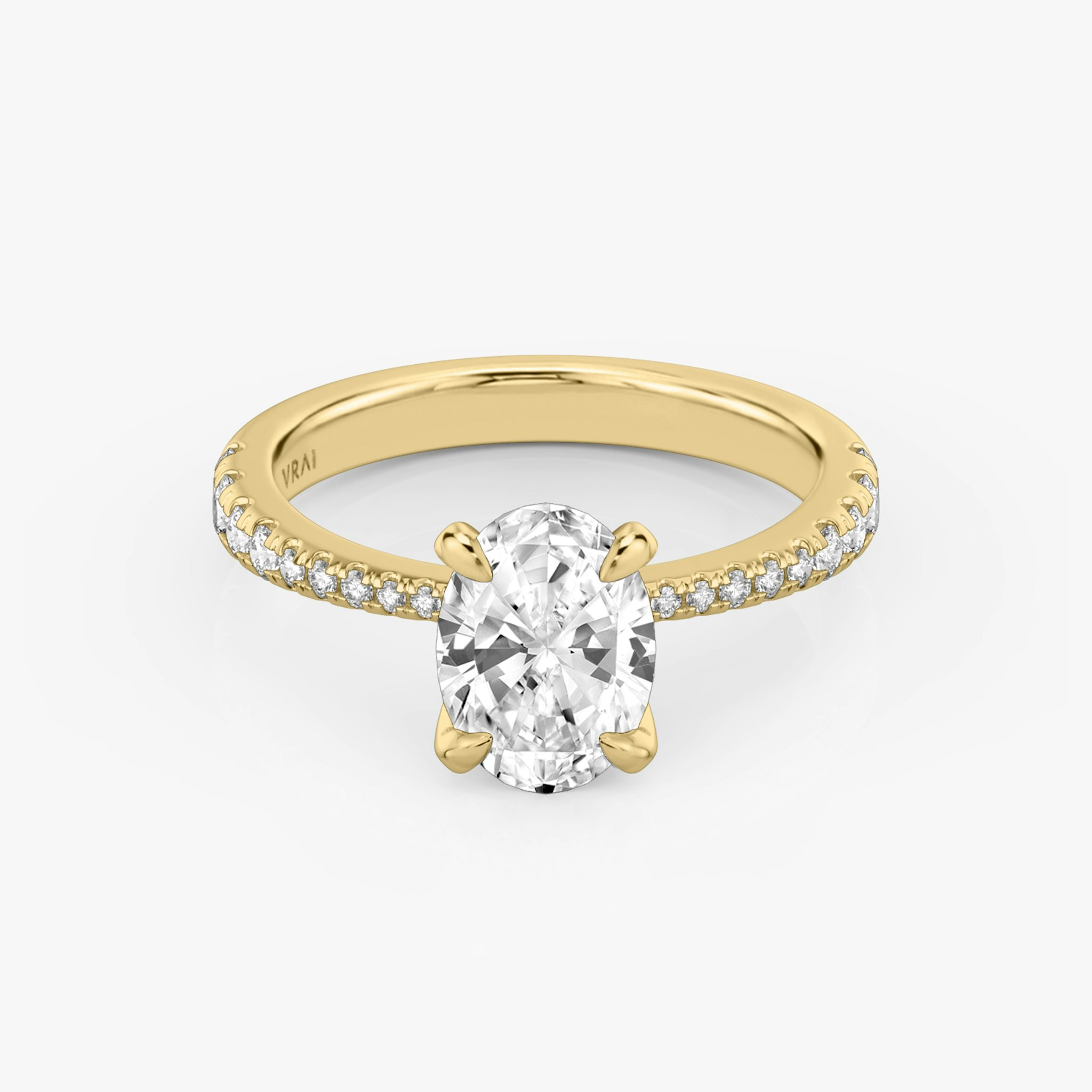 The Tapered Classic | Oval | 18k | Yellow Gold | bandAccent: Pavé | diamondOrientation: vertical | caratWeight: other