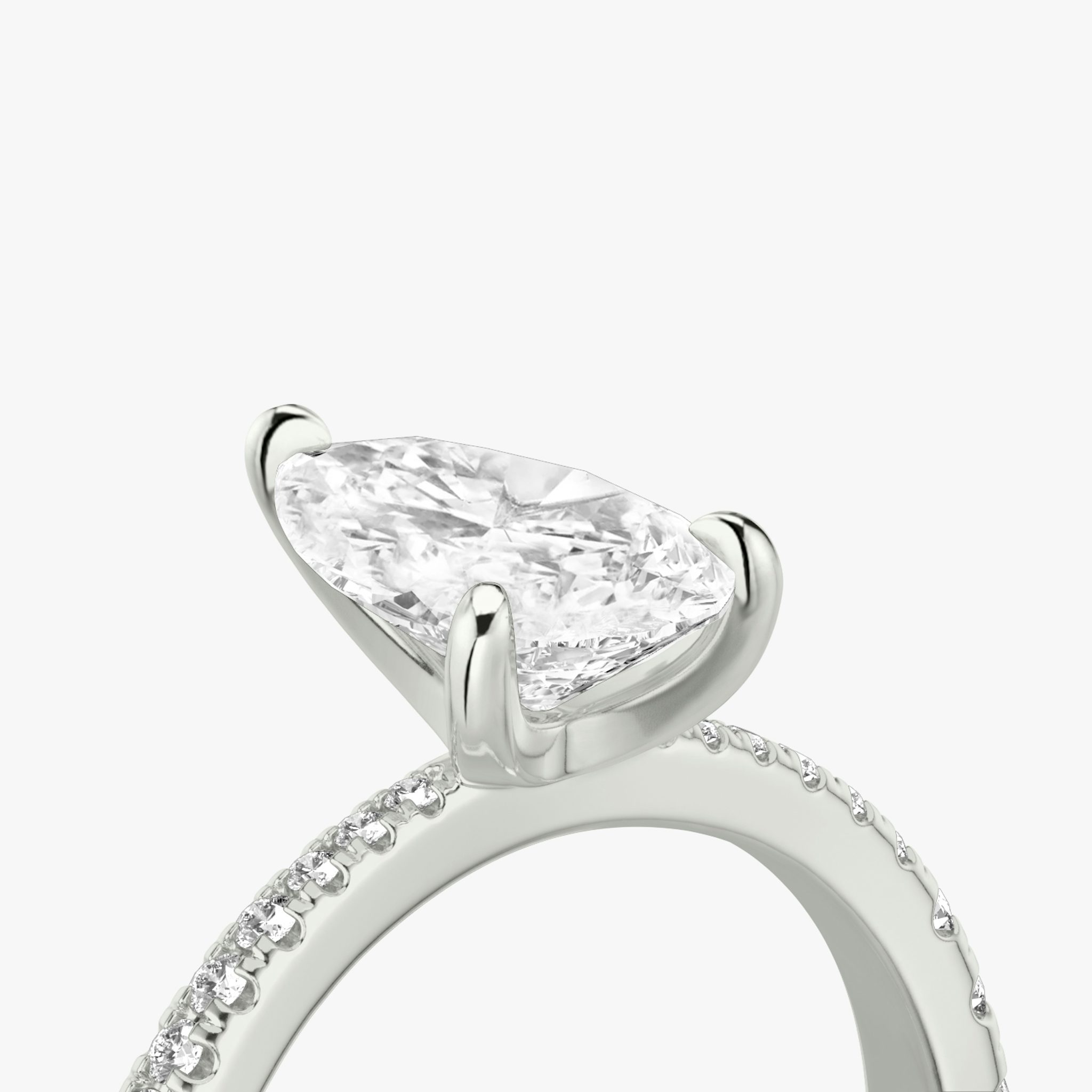 The Tapered Classic | Pear | 18k | White Gold | bandAccent: Pavé | diamondOrientation: vertical | caratWeight: other
