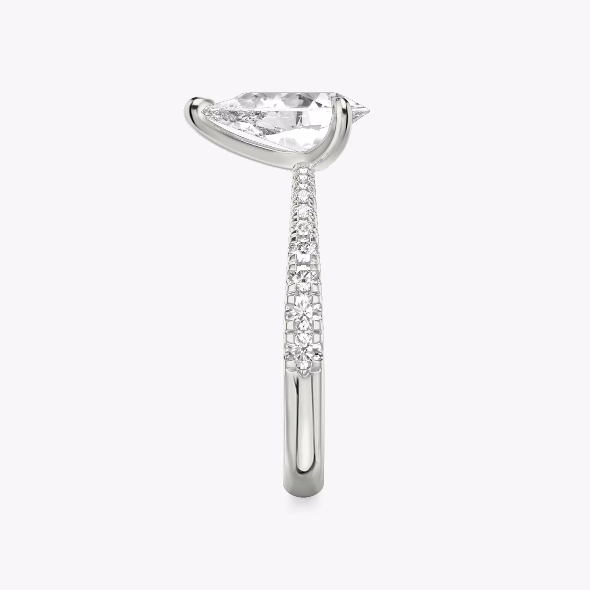 The Tapered Classic | Pear | 18k | White Gold | bandAccent: Pavé | diamondOrientation: vertical | caratWeight: other