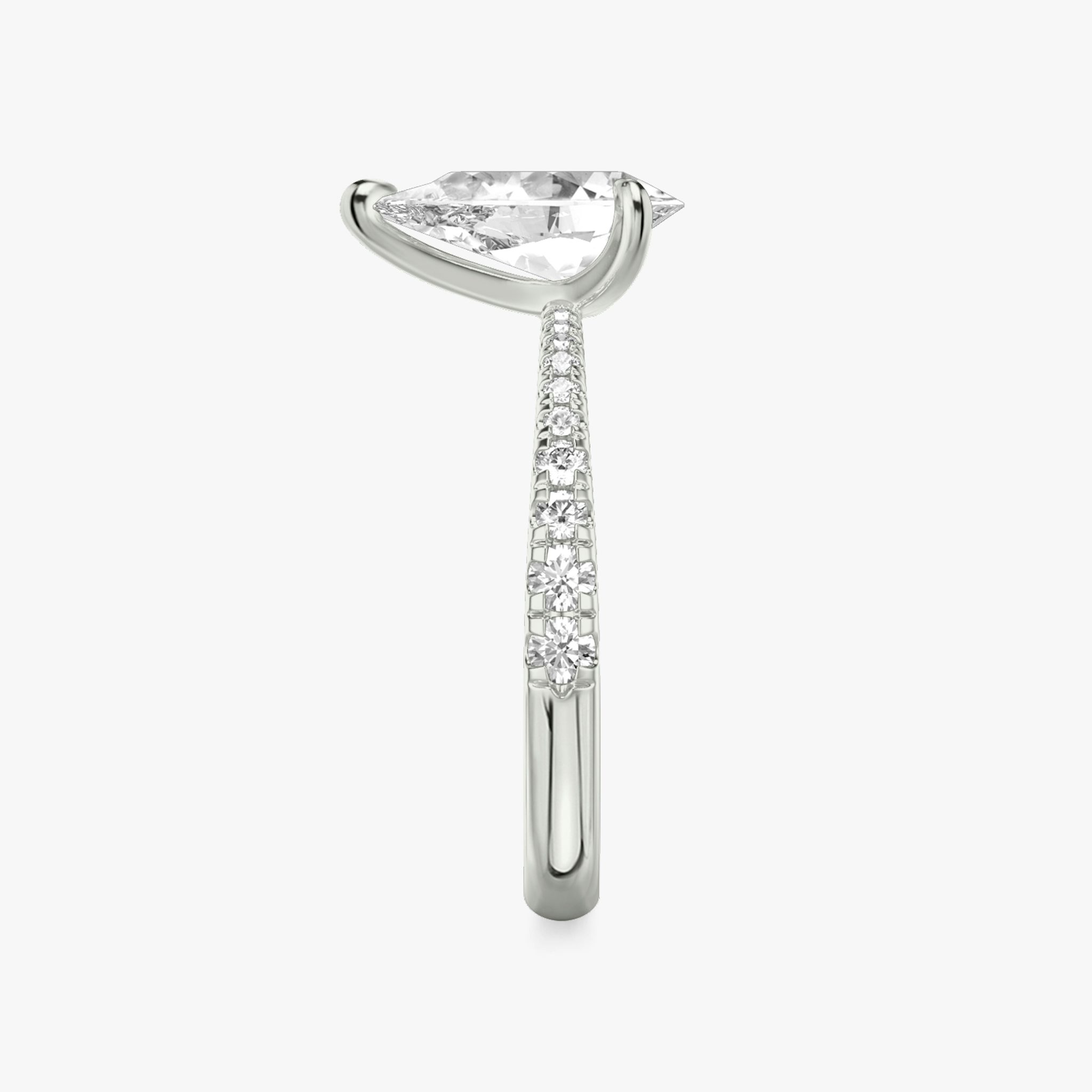 The Tapered Classic | Pear | 18k | White Gold | bandAccent: Pavé | diamondOrientation: vertical | caratWeight: other