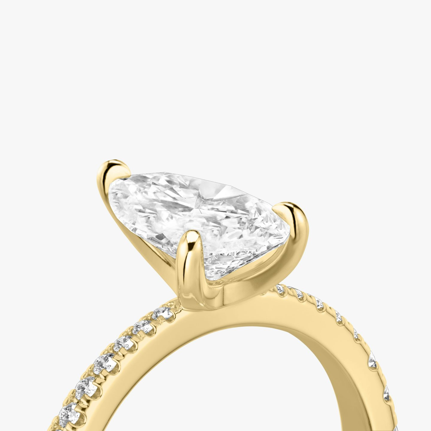 The Tapered Classic | Pear | 18k | Yellow Gold | bandAccent: Pavé | diamondOrientation: vertical | caratWeight: other