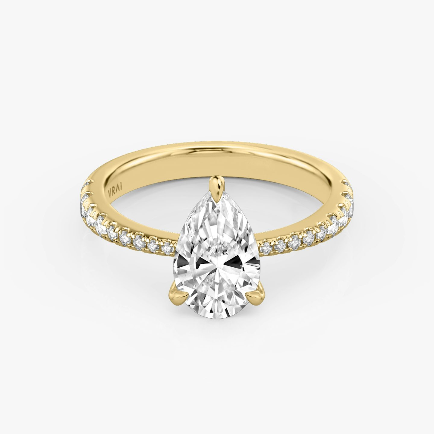 The Tapered Classic | Pear | 18k | Yellow Gold | bandAccent: Pavé | diamondOrientation: vertical | caratWeight: other
