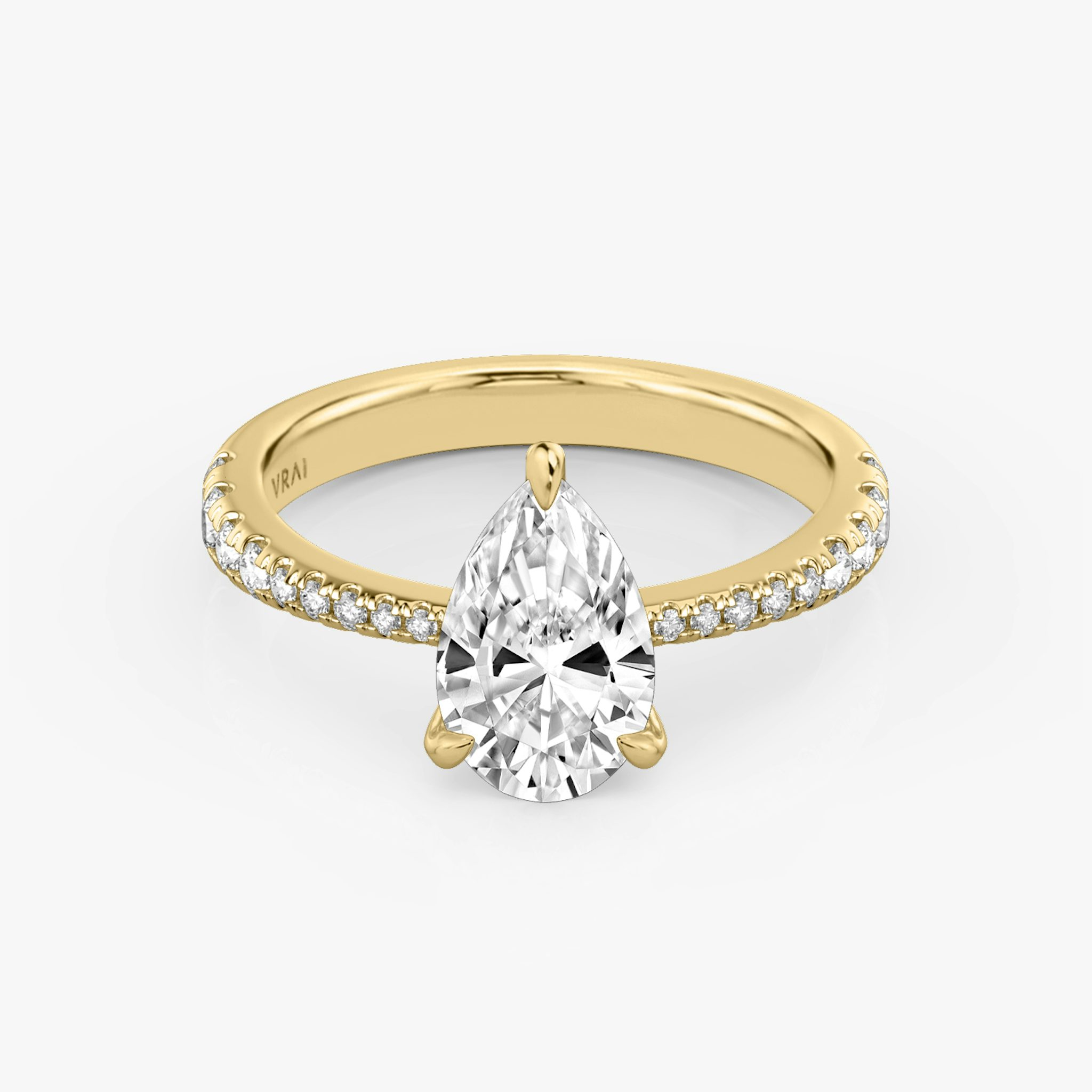 The Tapered Classic | Pear | 18k | Yellow Gold | bandAccent: Pavé | diamondOrientation: vertical | caratWeight: other
