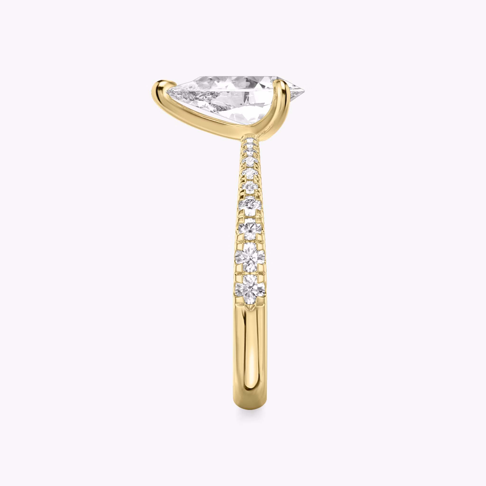 The Tapered Classic | Pear | 18k | Yellow Gold | bandAccent: Pavé | diamondOrientation: vertical | caratWeight: other