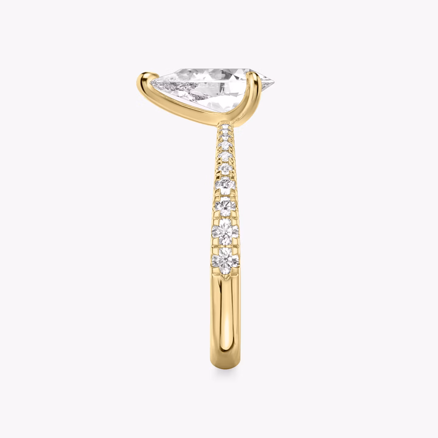 The Tapered Classic | Pear | 18k | Yellow Gold | bandAccent: Pavé | diamondOrientation: vertical | caratWeight: other