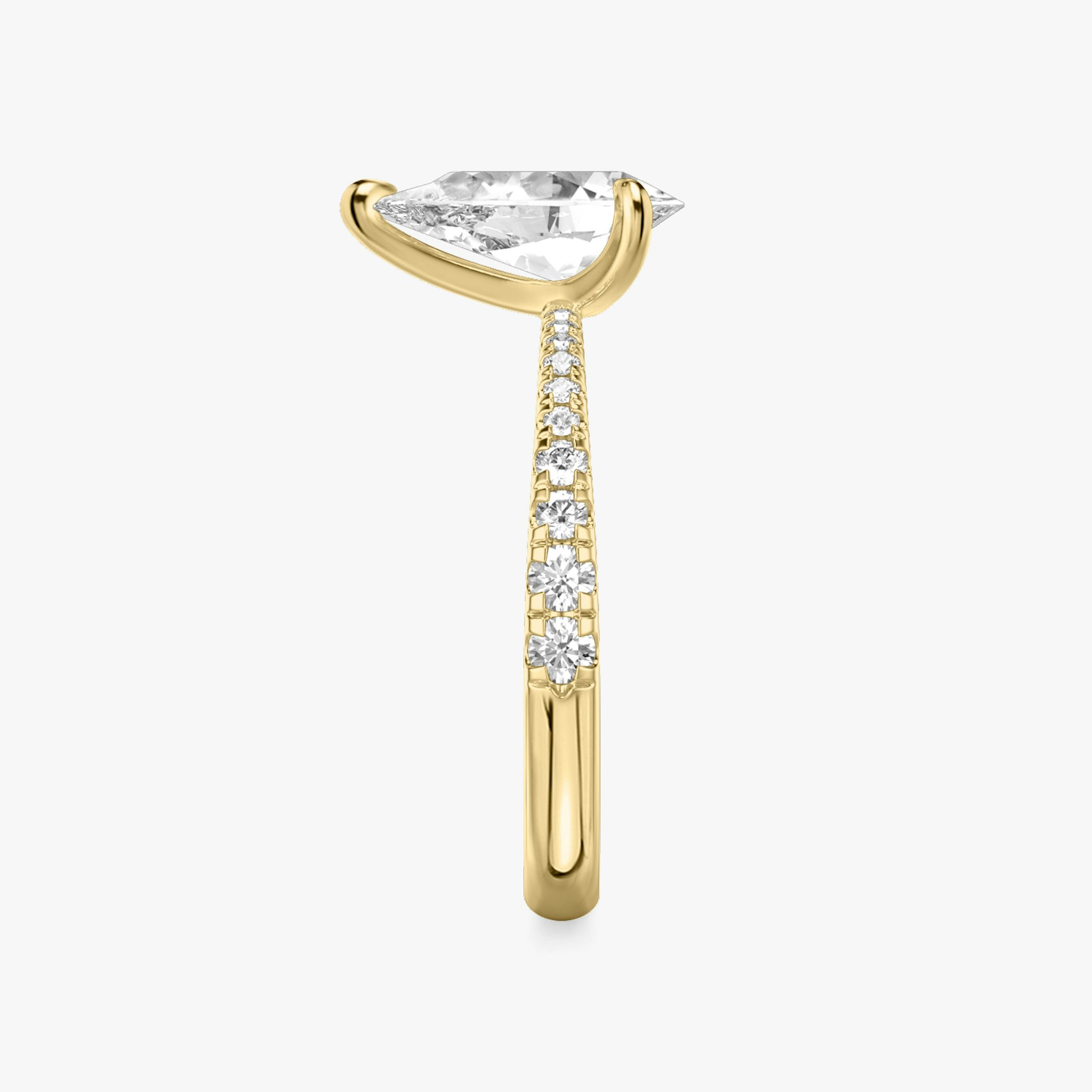 The Tapered Classic | Pear | 18k | Yellow Gold | bandAccent: Pavé | diamondOrientation: vertical | caratWeight: other