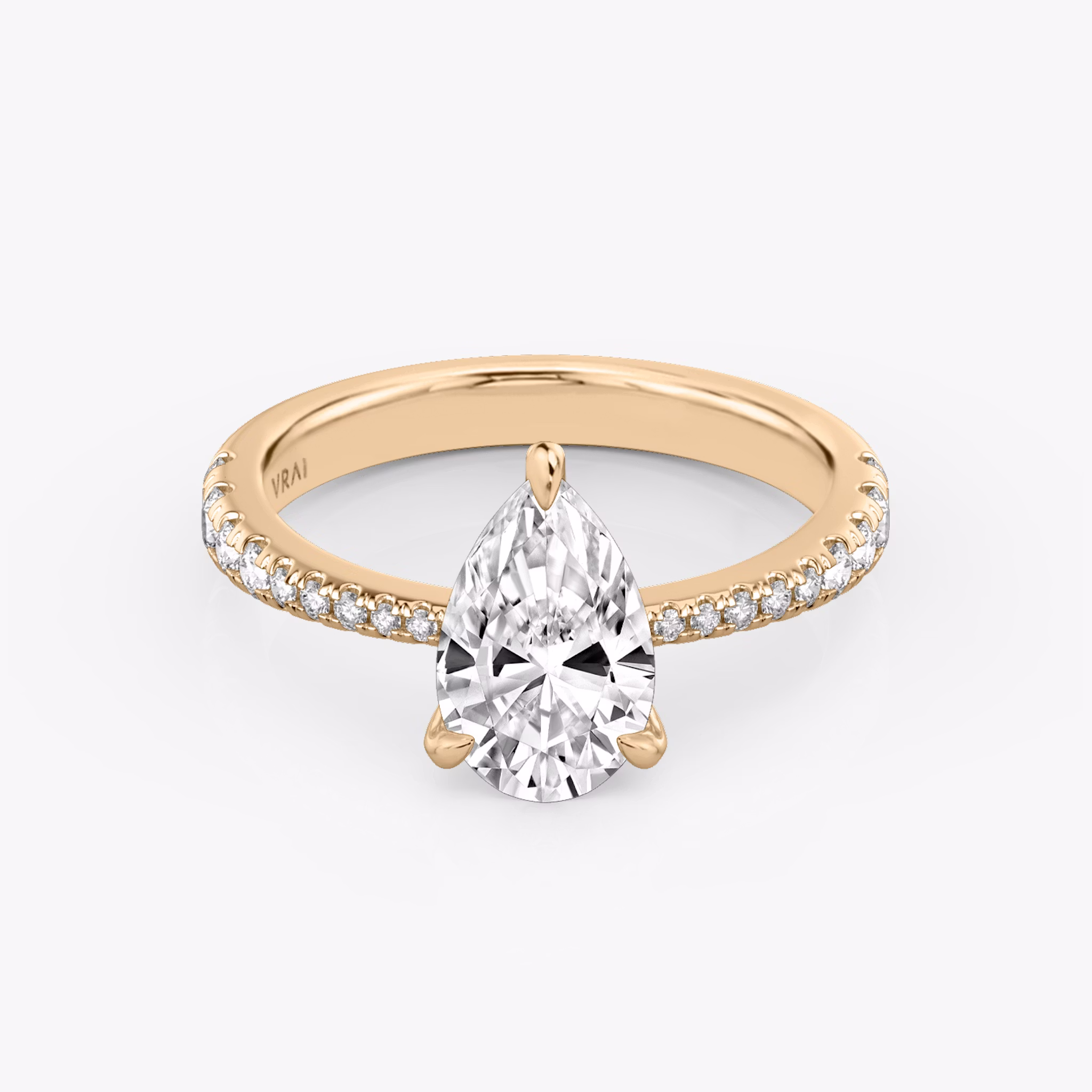 The Tapered Classic | Pear | 14k | Rose Gold | bandAccent: Pavé | diamondOrientation: vertical | caratWeight: other
