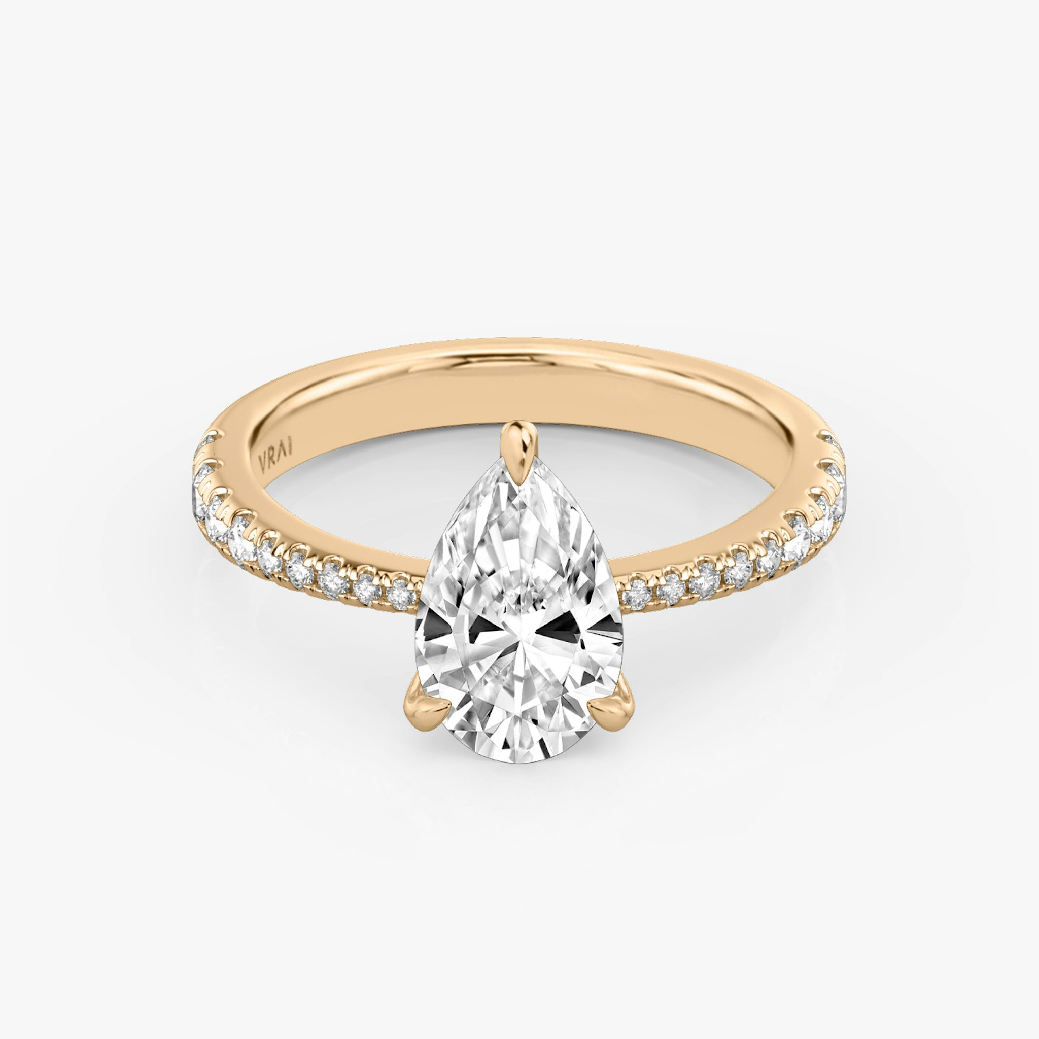 The Tapered Classic | Pear | 14k | Rose Gold | bandAccent: Pavé | diamondOrientation: vertical | caratWeight: other