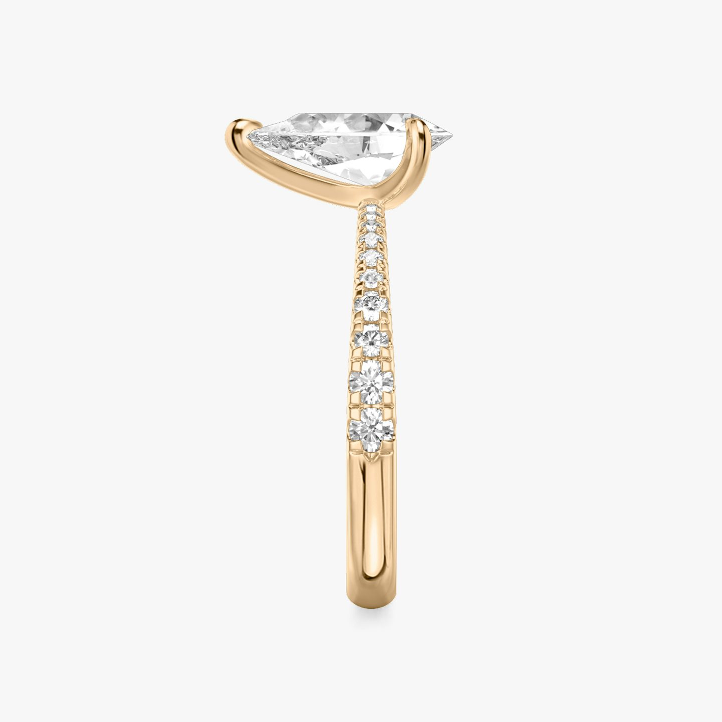 The Tapered Classic | Pear | 14k | Rose Gold | bandAccent: Pavé | diamondOrientation: vertical | caratWeight: other